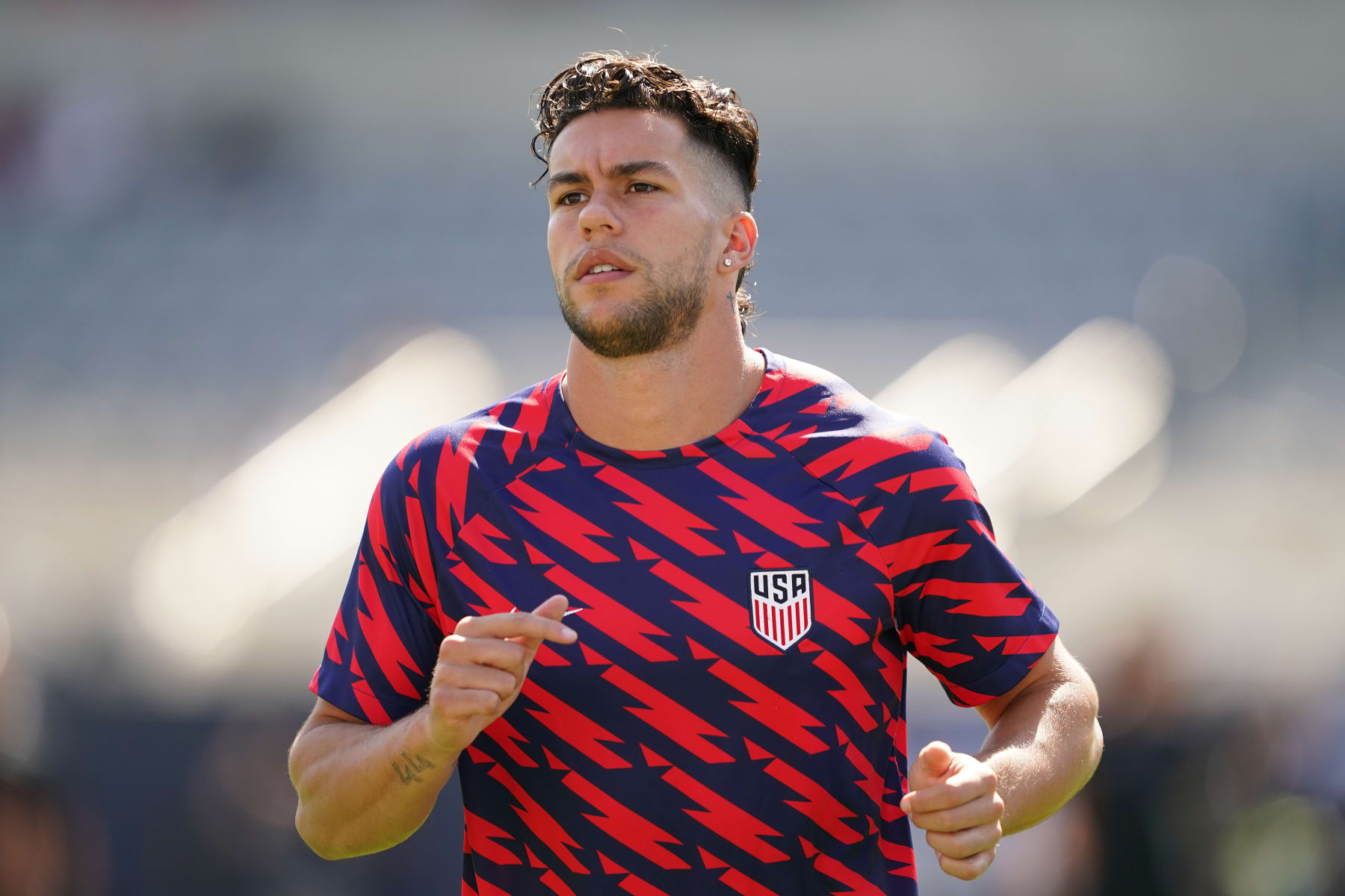 SAN DIEGO, CALIFORNIA - JULY 12: Cade Cowell #11 of the United States during warmups prior to the 2023 Concacaf Gold Cup Semifinals against Panama at Snapdragon Stadium on July 12, 2023 in San Diego, California. (Photo by John Todd/USSF/Getty Images for USSF)