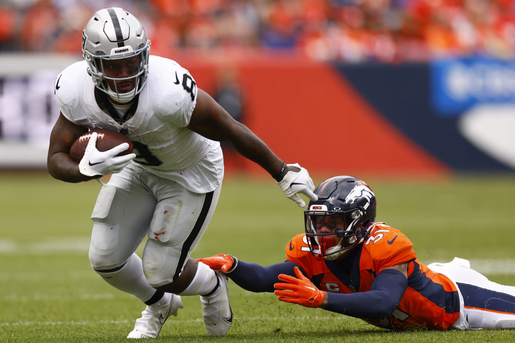 October 8, 2018 - East Rutherford, New Jersey, U.S. - New York Jets  defensive back Marcus Maye (26) breaks up a pass intended for Denver  Broncos wide receiver Courtland Sutton (14) in