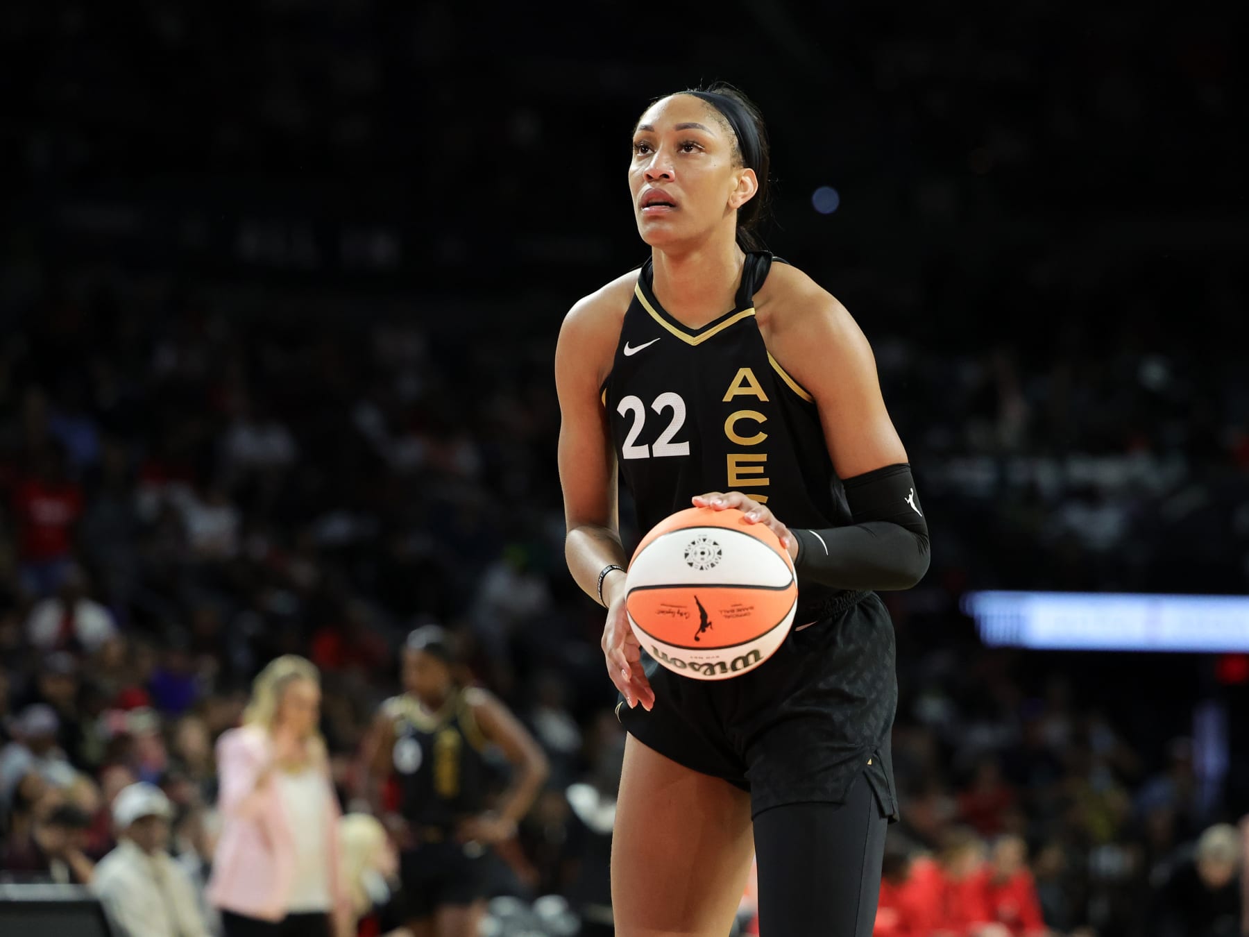 A'ja Wilson of the Las Vegas Aces shoots the ball during the game News  Photo - Getty Images