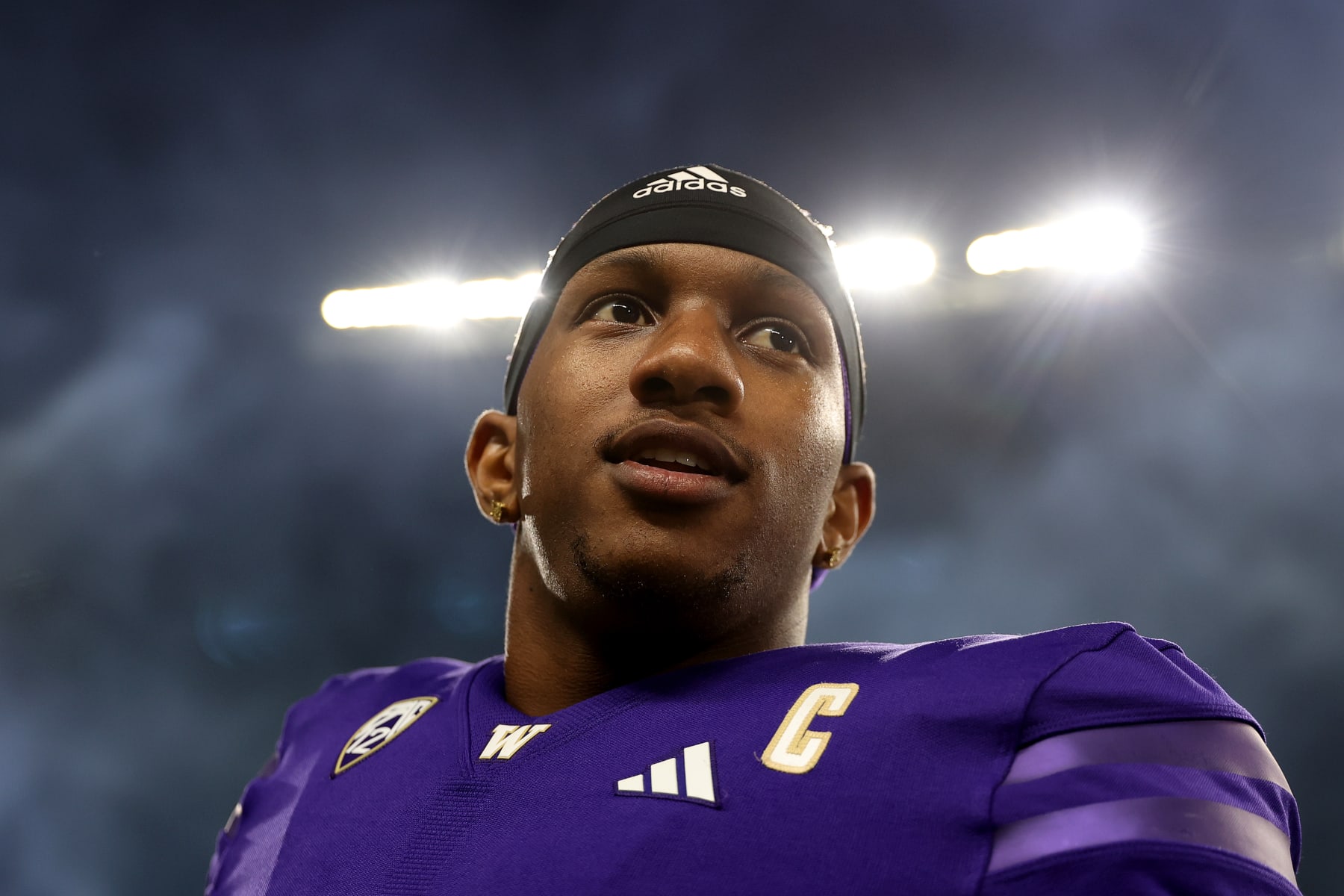 SEATTLE, WASHINGTON - SEPTEMBER 23: Michael Penix Jr. #9 of the Washington Huskies celebrates his team's win against the California Golden Bears at Husky Stadium on September 23, 2023 in Seattle, Washington. (Photo by Steph Chambers/Getty Images)