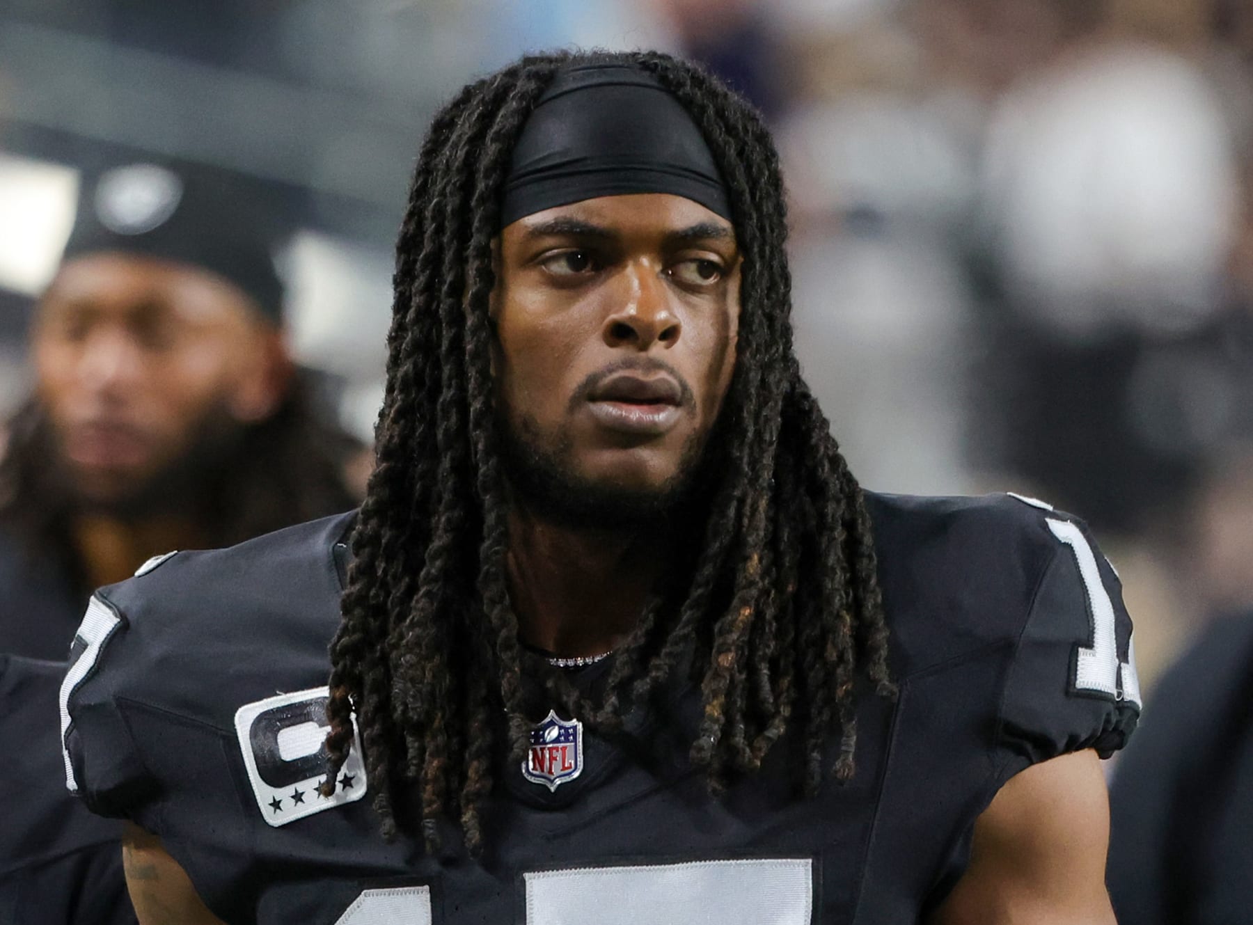 LAS VEGAS, NEVADA - SEPTEMBER 24: Wide receiver Davante Adams #17 of the Las Vegas Raiders walks off the field at halftime of a game against the Pittsburgh Steelers at Allegiant Stadium on September 24, 2023 in Las Vegas, Nevada. The Steelers defeated the Raiders 23-18. (Photo by Ethan Miller/Getty Images)