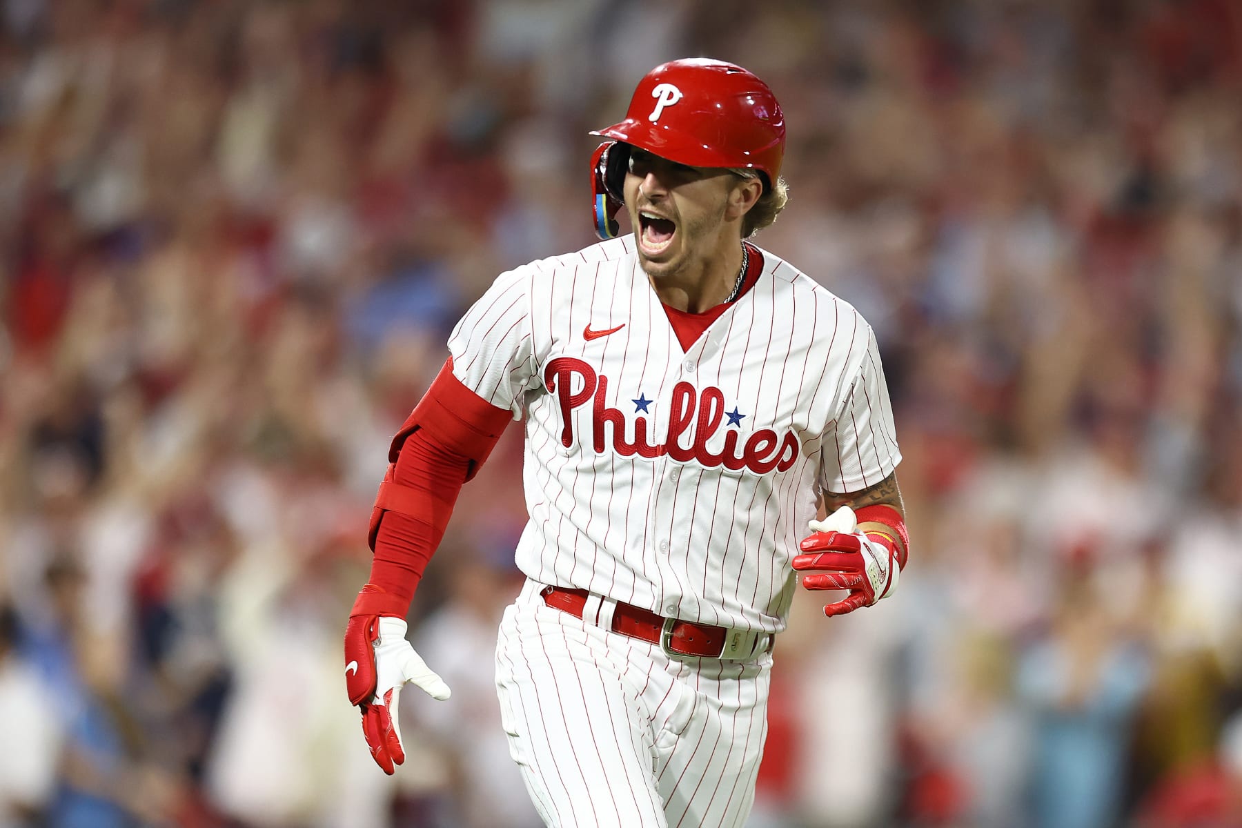 Philadelphia Phillies' Bryson Stott plays during a baseball game