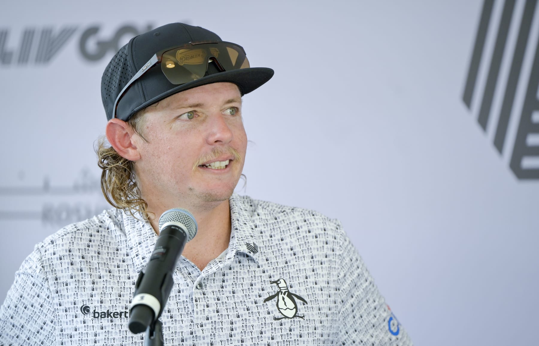 JEDDAH, SAUDI ARABIA - OCTOBER 11: Cameron Smith speaks to the press ahead of the LIV golf invitational on October 11, 2023 in Jeddah, Saudi Arabia. (Photo by Khalid Alhaj/MB Media/Getty Images)