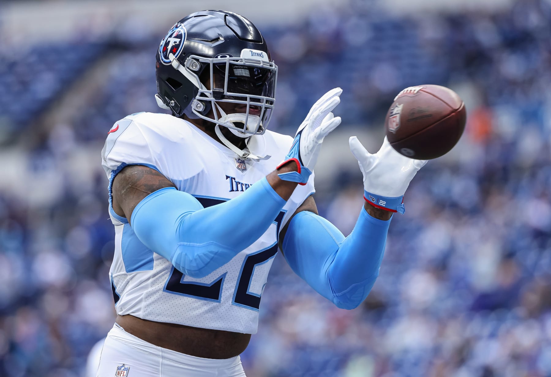 Derrick Henry in a Throwback Houston Oiler uniform with number 2