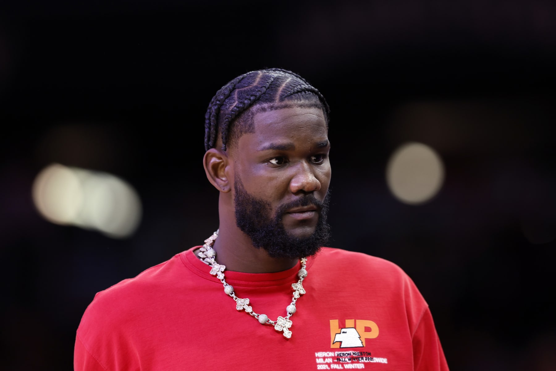 PHOENIX, ARIZONA - OCTOBER 16: Deandre Ayton #2 of the Portland Trail Blazers walks to the bench before the game against the Phoenix Suns at Footprint Center on October 16, 2023 in Phoenix, Arizona. NOTE TO USER: User expressly acknowledges and agrees that, by downloading and or using this photograph, User is consenting to the terms and conditions of the Getty Images License Agreement. (Photo by Chris Coduto/Getty Images)