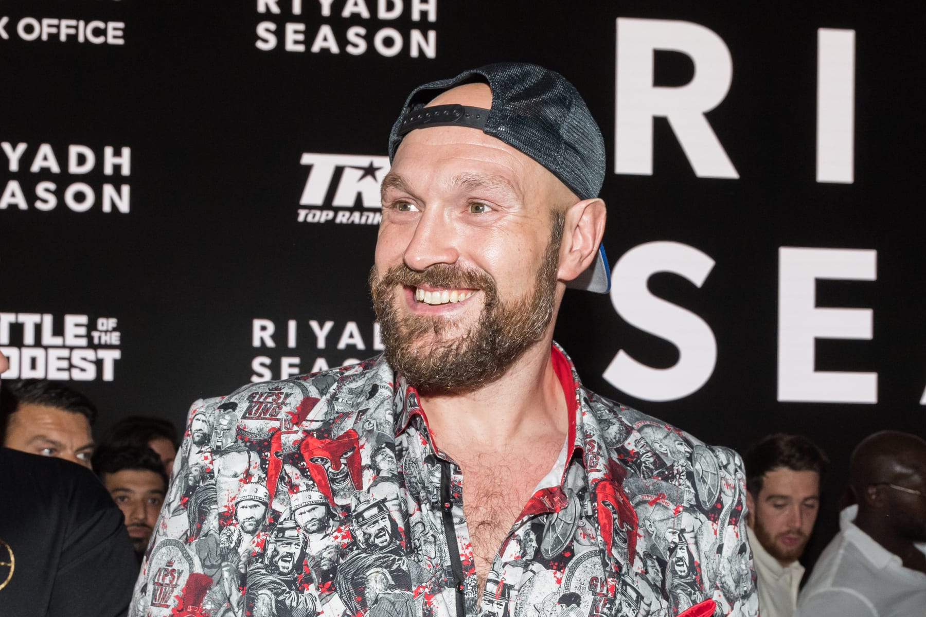 LONDON, UNITED KINGDOM - SEPTEMBER 07: Tyson Fury, lineal & WBC Heavyweight Boxing World Champion gives an interview to the media as he arrives for the Tyson Fury vs Francis Ngannou kick-off press conference at the Here at Outernet in London, United Kingdom on September 07, 2023. Fury and Ngannou will take part in a 10-round boxing match on Saturday, October 28th in Riyadh, Saudi Arabia, which will mark the opening of this year's Riyadh Season. (Photo by Wiktor Szymanowicz/Anadolu Agency via Getty Images)