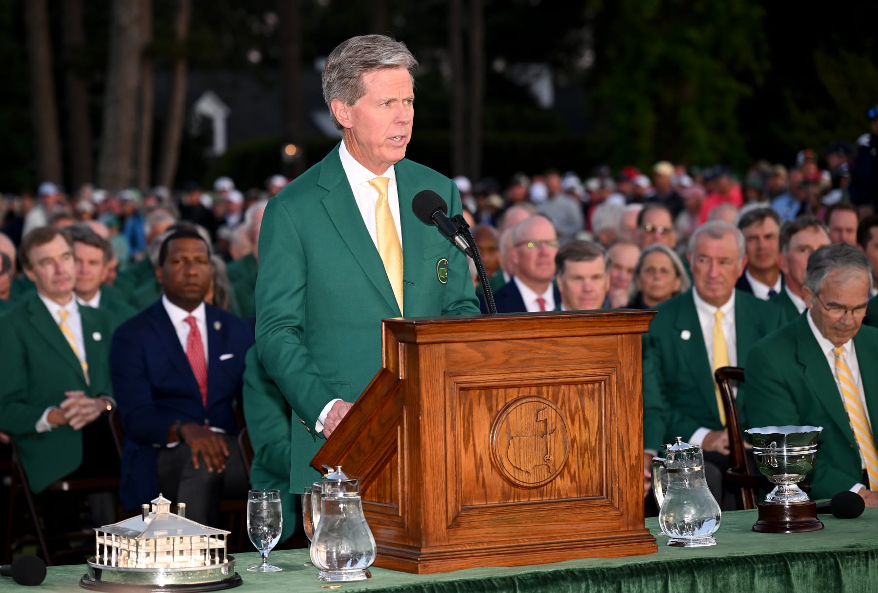 AUGUSTA, GEORGIA - APRIL 09: Augusta National chairman Fred Ridley during the presentation ceremony of the 2023 Masters Tournament at Augusta National Golf Club on April 09, 2023 in Augusta, Georgia. (Photo by Ross Kinnaird/Getty Images)