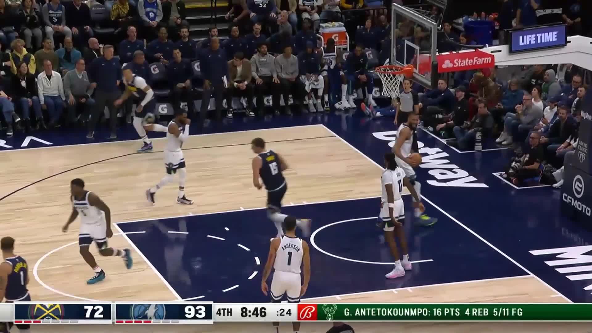 TWolves beat Nuggets 11089