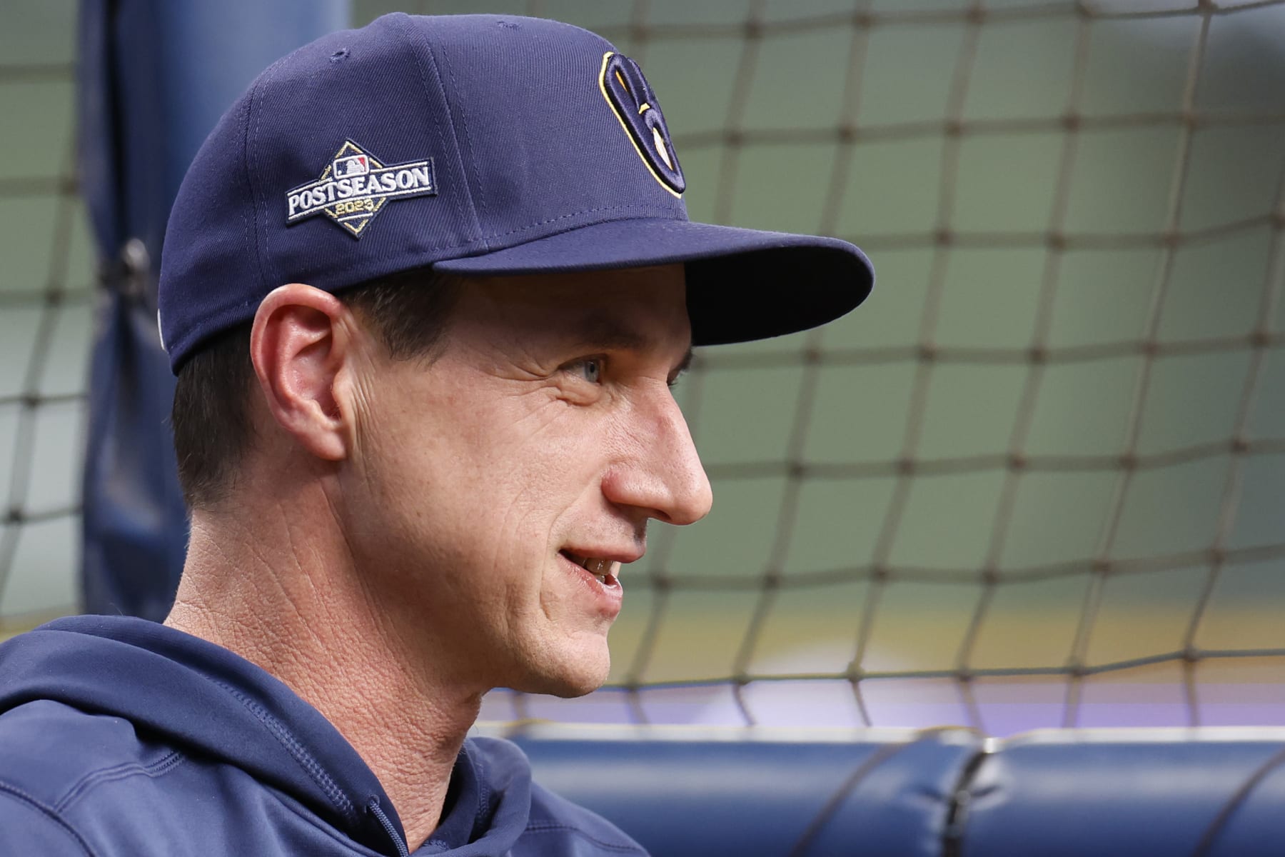 MILWAUKEE, WISCONSIN - OCTOBER 04: Milwaukee Brewers manager Craig Counsell is seen prior to Game Two of the Wild Card Series at American Family Field on October 04, 2023 in Milwaukee, Wisconsin. (Photo by John Fisher/Getty Images)