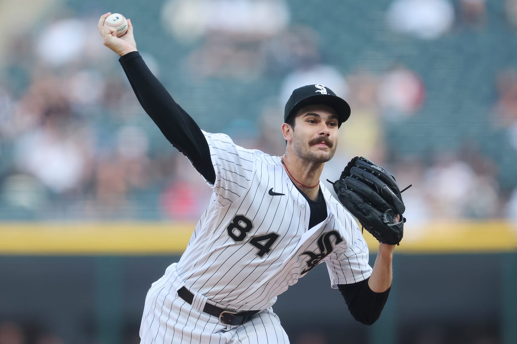 CHICAGO, ILLINOIS - JUNE 20: Dylan Cease #84 of the Chicago White Sox delivers a pitch against the Texas Rangers at Guaranteed Rate Field on June 20, 2023 in Chicago, Illinois. (Photo by Michael Reaves/Getty Images)