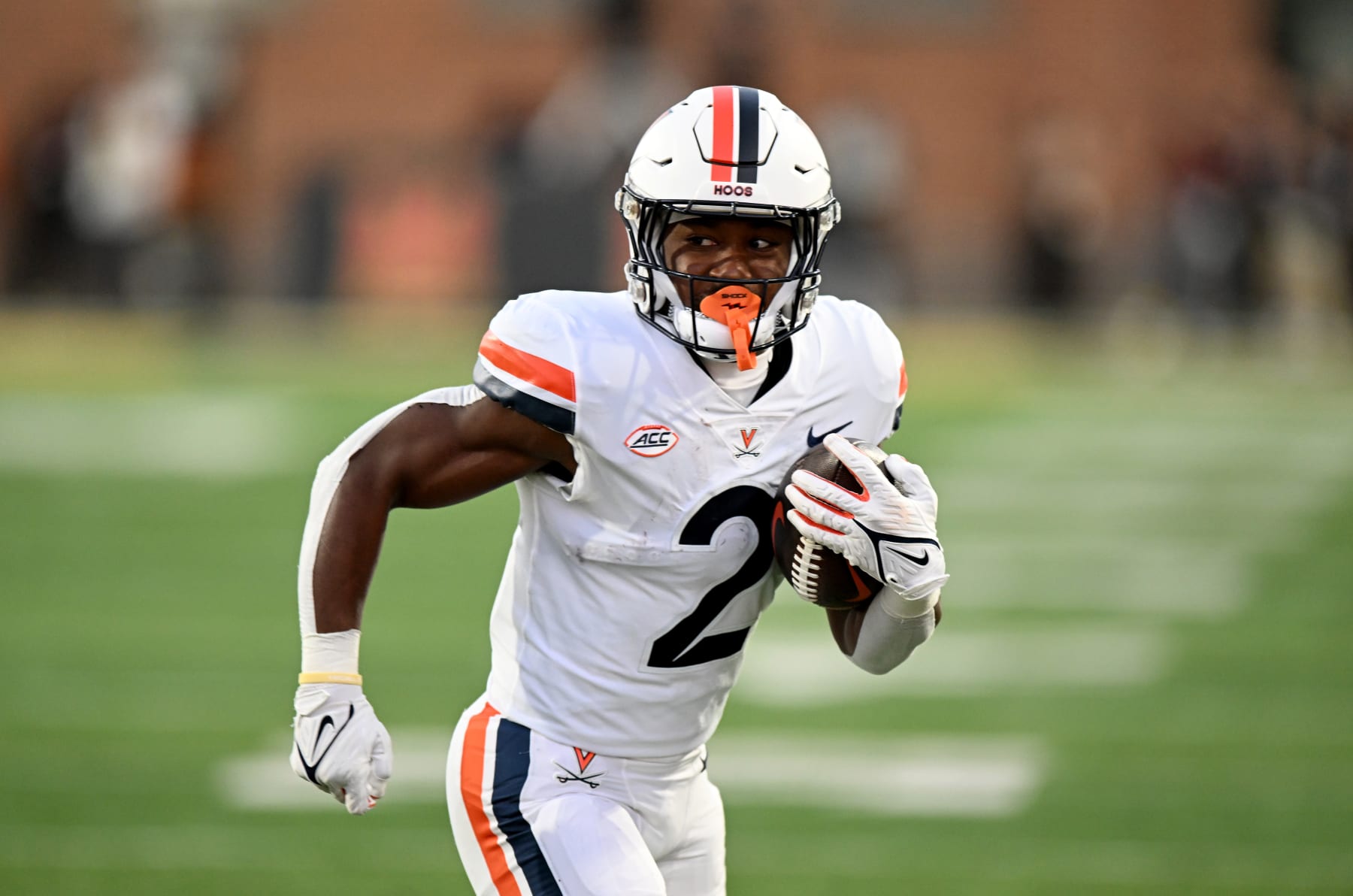 COLLEGE PARK, MARYLAND - SEPTEMBER 15: Perris Jones #2 of the Virginia Cavaliers rushes for a touchdown in the first quarter against the Maryland Terrapins at SECU Stadium on September 15, 2023 in College Park, Maryland. (Photo by Greg Fiume/Getty Images)