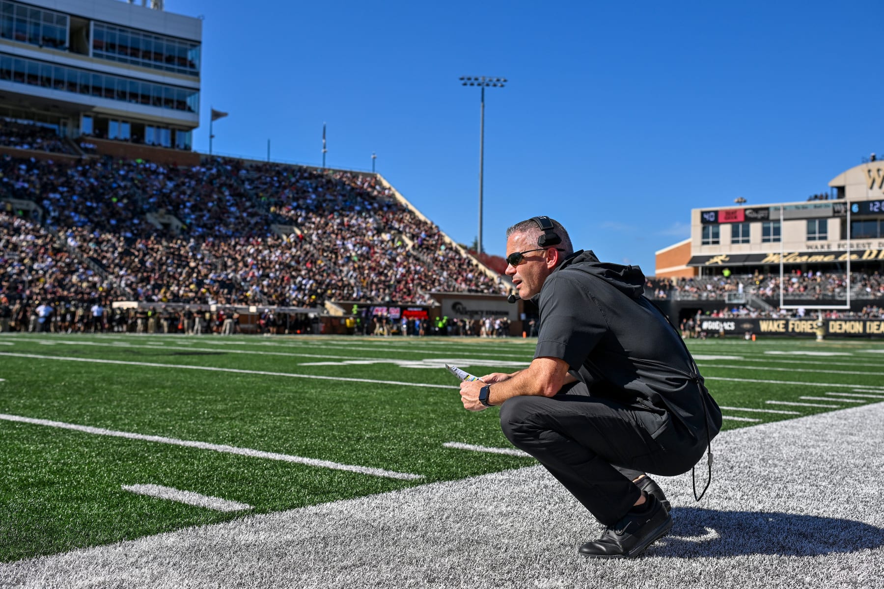 WINSTON-SALEM, NORTH CAROLINA - OCTOBER 28: head coach Mike Norvell of the Florida State Seminoles watches his team play against the Wake Forest Demon Deacons during the first half of their game at Truist Field on October 28, 2023 in Winston-Salem, North Carolina. (Photo by Grant Halverson/Getty Images)