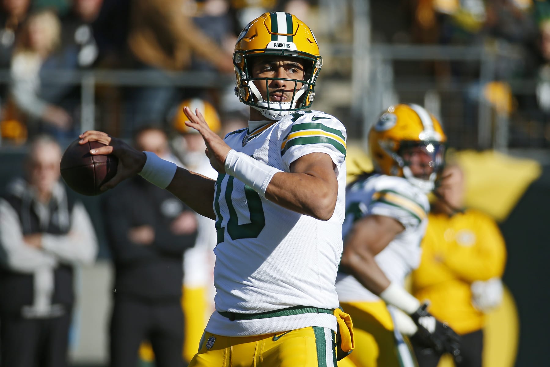 PITTSBURGH, PENNSYLVANIA - NOVEMBER 12: Jordan Love #10 of the Green Bay Packers attempts a pass against the Pittsburgh Steelers during the first quarter at Acrisure Stadium on November 12, 2023 in Pittsburgh, Pennsylvania. (Photo by Justin K. Aller/Getty Images)