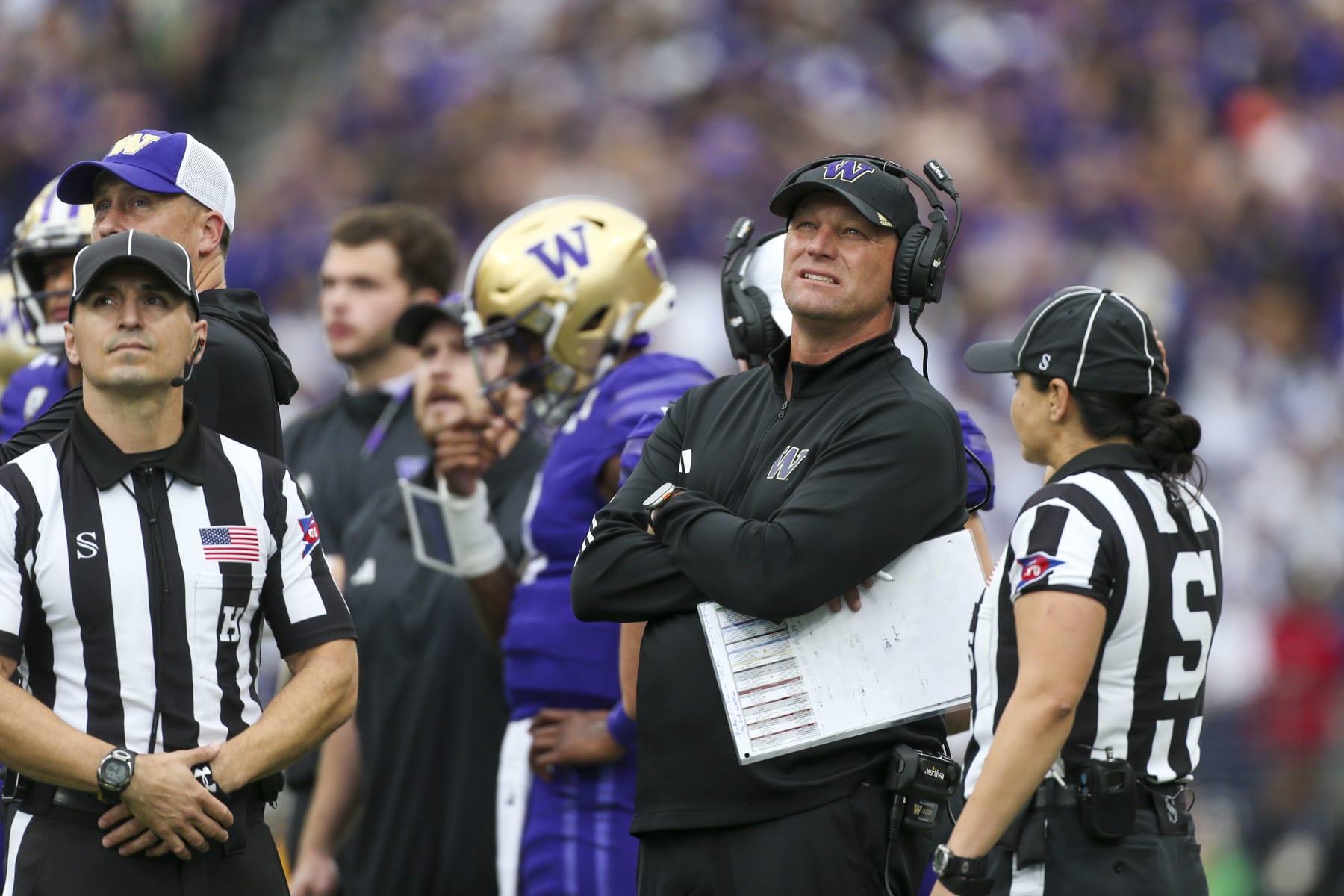 SEATTLE, WA - OCTOBER 14: Washington head coach Kalen DeBoer during a college football game between the Washington Huskies and the Oregon Ducks on October 14, 2023 at Husky Stadium in Seattle, WA. (Photo by Jesse Beals/Icon Sportswire via Getty Images)