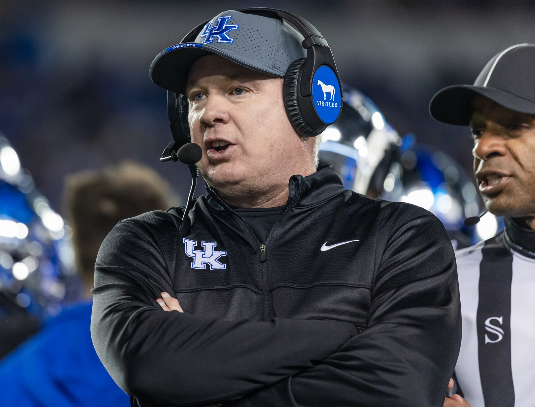LEXINGTON, KENTUCKY - OCTOBER 14: Head coach Mark Stoops of the Kentucky Wildcats is seen during the game against the Missouri Tigers at Kroger Field on October 14, 2023 in Lexington, Kentucky. (Photo by Michael Hickey/Getty Images)