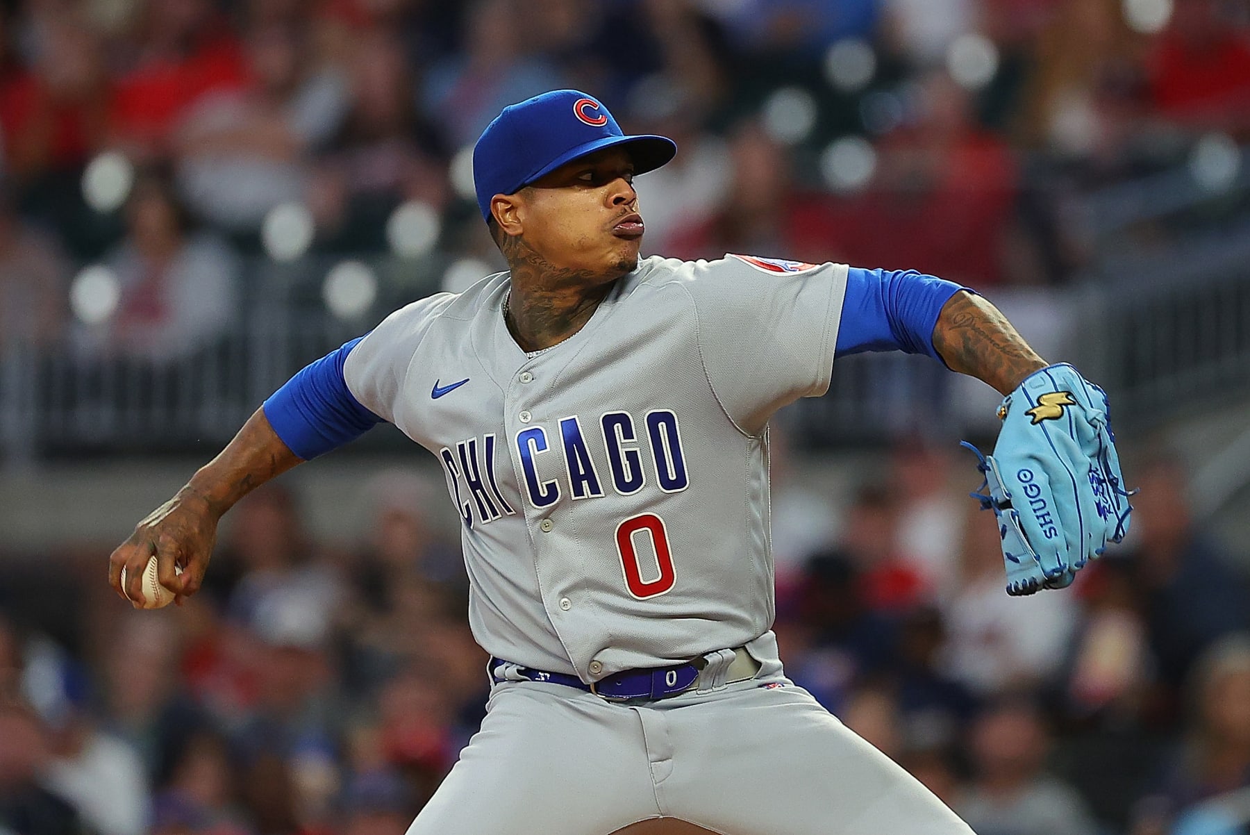 ATLANTA, GEORGIA - SEPTEMBER 28: Marcus Stroman #0 of the Chicago Cubs pitches in the first inning against the Atlanta Braves at Truist Park on September 28, 2023 in Atlanta, Georgia. (Photo by Kevin C. Cox/Getty Images)