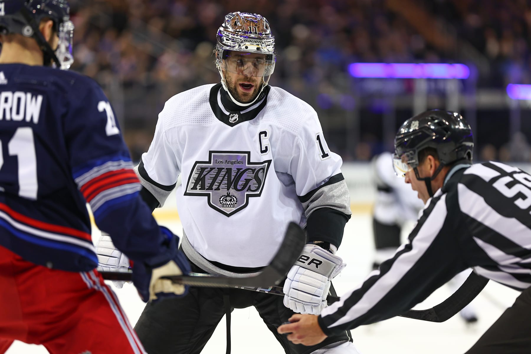 NEW YORK, NY - DECEMBER 10: Anze Kopitar #11 of the Los Angeles Kings during the game against the New York Rangers on December 10, 2023 at Madison Square Garden in New York, New York, (Photo by Rich Graessle/Getty Images)