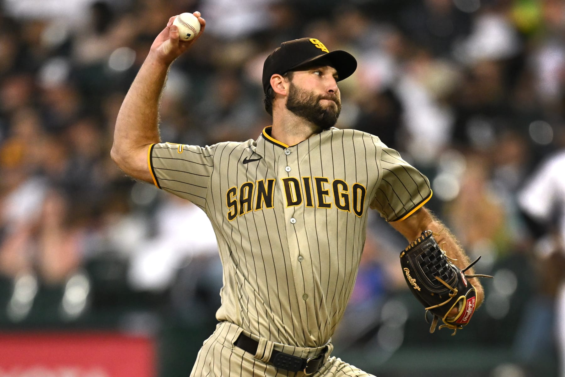 CHICAGO, ILLINOIS - SEPTEMBER 30: Starting pitcher Michael Wacha #52 of the San Diego Padres throws in the first inning against the Chicago White Sox at Guaranteed Rate Field on September 30, 2023 in Chicago, Illinois. (Photo by Quinn Harris/Getty Images)