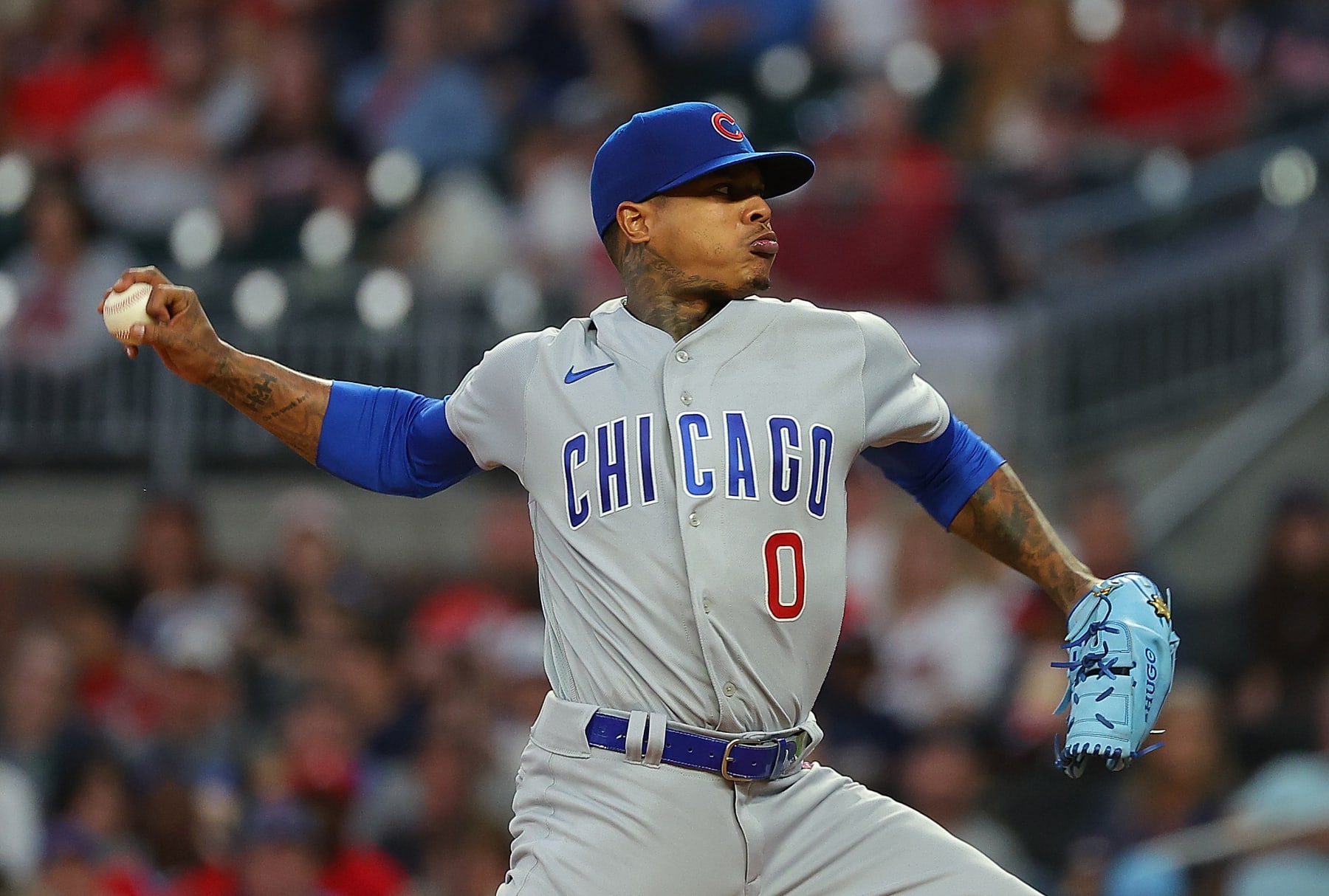 ATLANTA, GEORGIA - SEPTEMBER 28: Marcus Stroman #0 of the Chicago Cubs pitches in the first inning against the Atlanta Braves at Truist Park on September 28, 2023 in Atlanta, Georgia. (Photo by Kevin C. Cox/Getty Images)