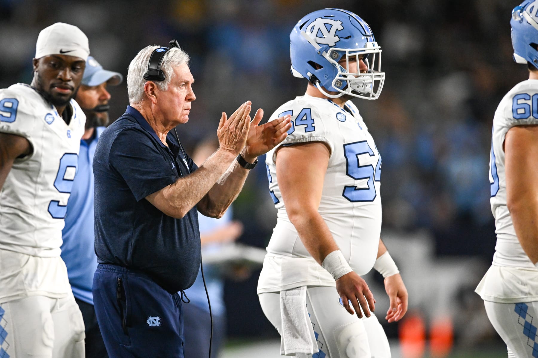 ATLANTA, GA OCTOBER 28: North Carolina head coach Mack Brown reacts during the college football game between the North Carolina Tar Heels and the Georgia Tech Yellow Jackets on October 28th, 2023 at Bobby Dodd Stadium in Atlanta, GA. (Photo by Rich von Biberstein/Icon Sportswire via Getty Images)