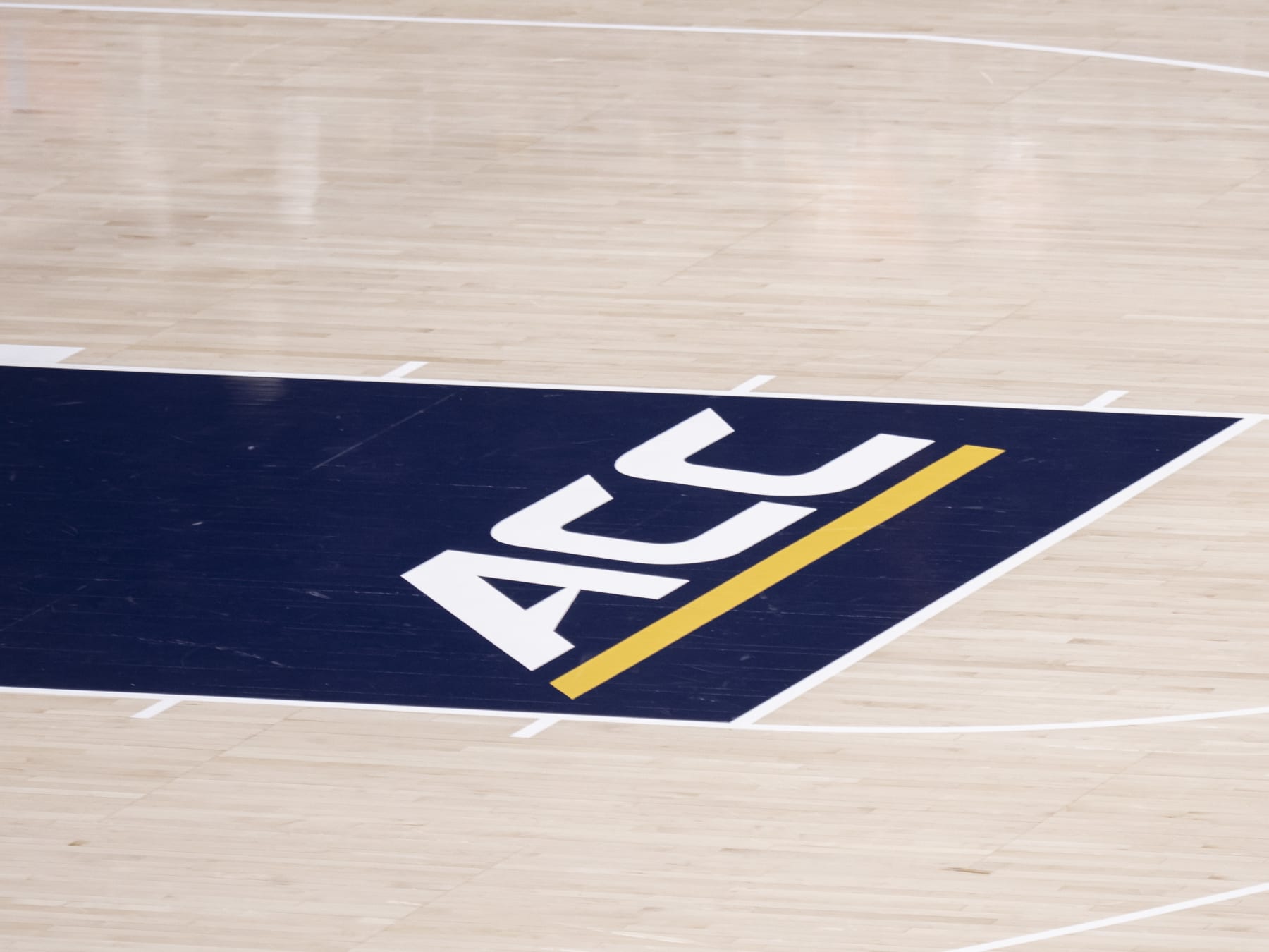SOUTH BEND, IN - NOVEMBER 11: The ACC conference logo is pictured before a college basketball game between the Western Carolina Catamounts and the Notre Dame Fighting Irish on November 11, 2023 at Purcell Pavilion in South Bend, Indiana. (Photo by Joseph Weiser/Icon Sportswire via Getty Images)