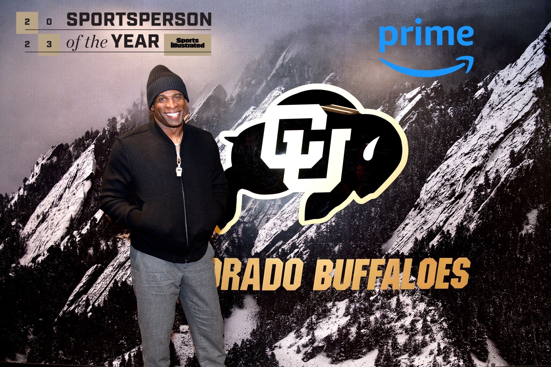 BOULDER, COLORADO - DECEMBER 06: Head Football Coach, University of Colorado Deion Sanders receives the 2023 Sports Illustrated Sportsperson Of The Year Award at the The Prime Video World Premiere Of "Coach Prime" Season Two December 06, 2023 in Boulder, Colorado. (Photo by Tom Cooper/Getty Images for Prime Video)
