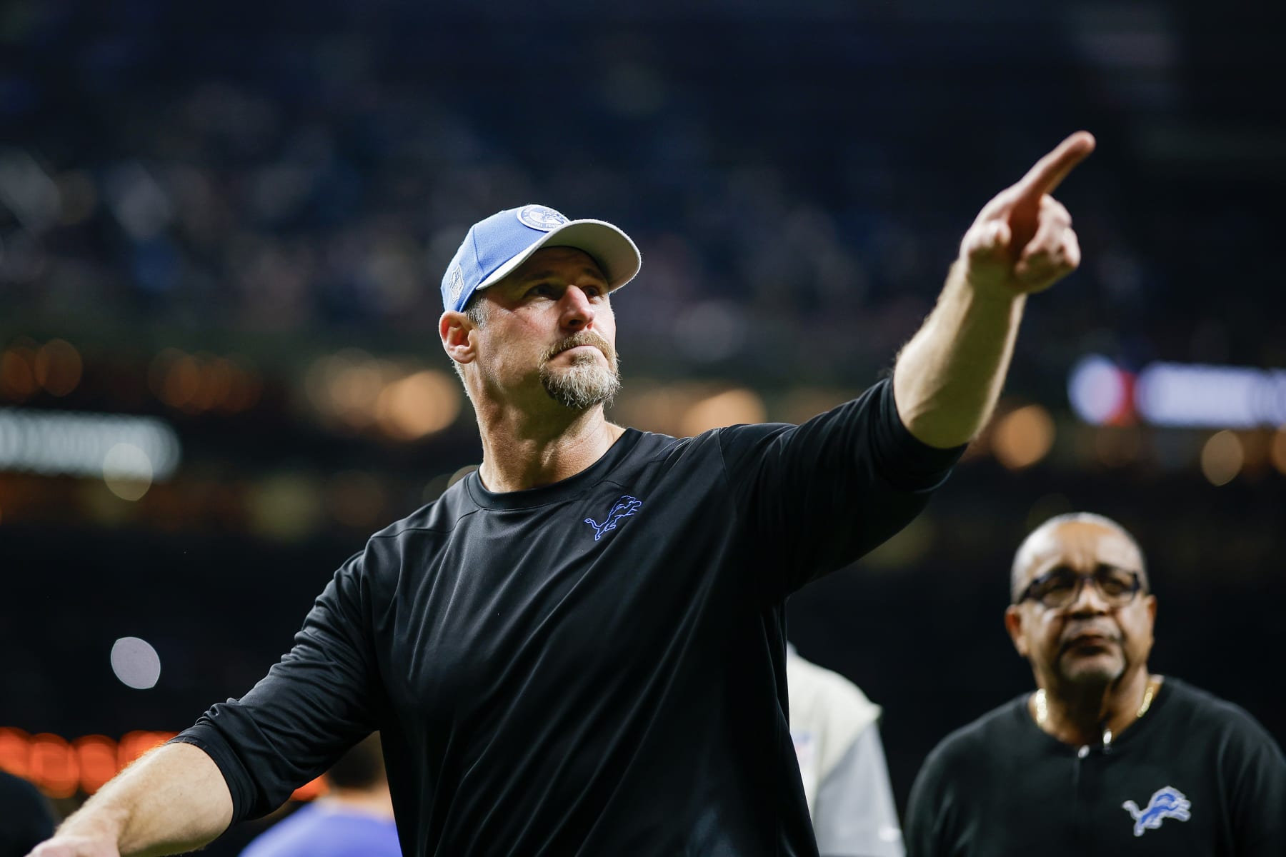 NEW ORLEANS, LOUISIANA - DECEMBER 03: Head coach Dan Campbell of the Detroit Lions walks off the field after beating the New Orleans Saints 33-28 at the Caesars Superdome on December 03, 2023 in New Orleans, Louisiana. (Photo by Chris Graythen/Getty Images)