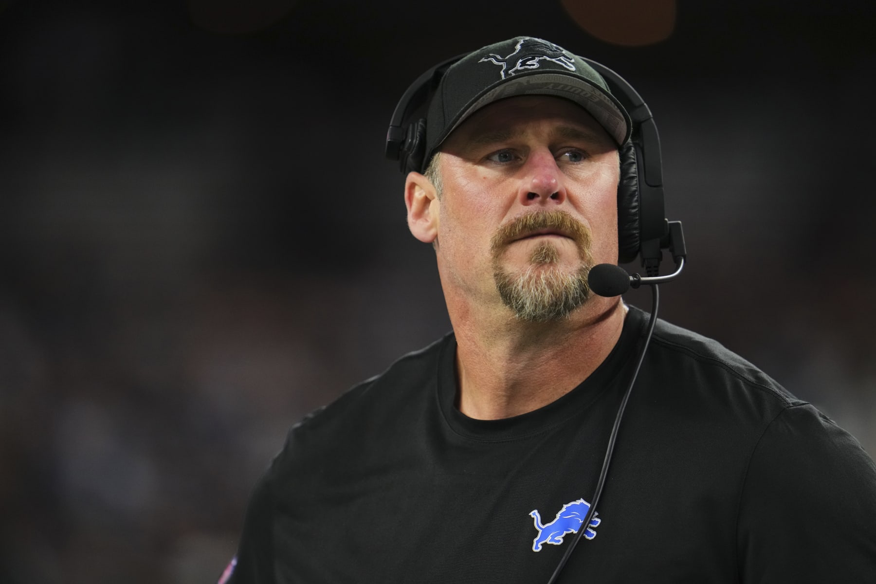 ARLINGTON, TX - DECEMBER 30: Detroit Lions head coach Dan Campbell looks on before kickoff against the Dallas Cowboys at AT&T Stadium on December 30, 2023 in Arlington, Texas. (Photo by Cooper Neill/Getty Images)
