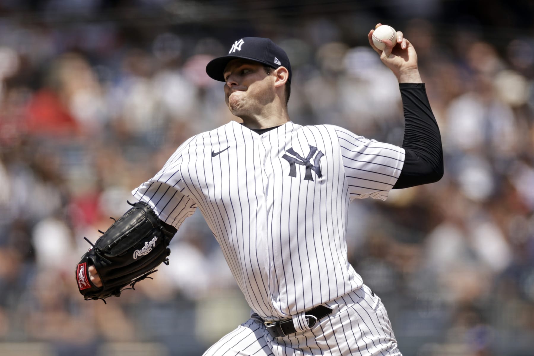 NEW YORK, NY - JULY 31: Jordan Montgomery #47 of the New York Yankees pitches against the Kansas City Royals during the first inning at Yankee Stadium on July 31, 2022 in the Bronx borough of New York City. (Photo by Adam Hunger/Getty Images)