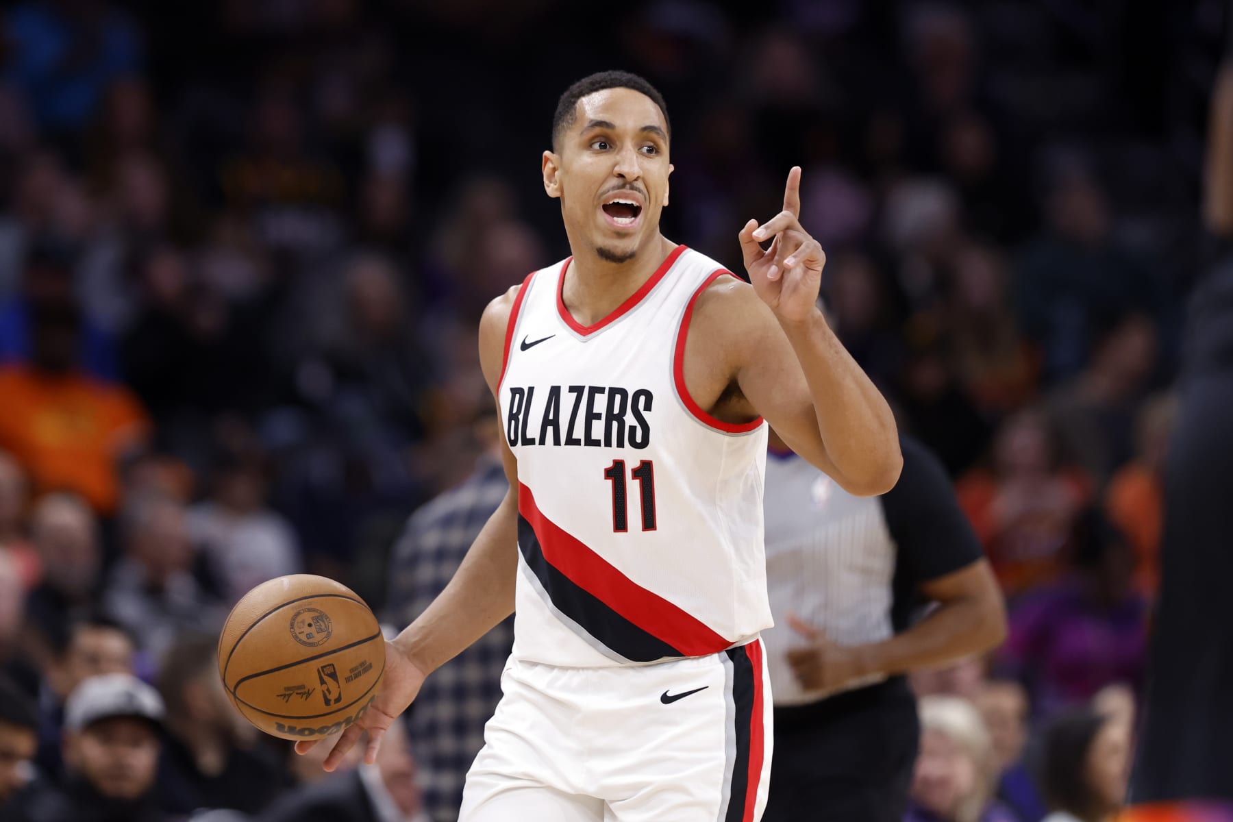 PHOENIX, ARIZONA - JANUARY 01: Malcolm Brogdon #11 of the Portland Trail Blazers in action during the game against the Phoenix Suns at Footprint Center on January 01, 2024 in Phoenix, Arizona. The Suns defeated the Trail Blazers 109-88. NOTE TO USER: User expressly acknowledges and agrees that, by downloading and or using this photograph, User is consenting to the terms and conditions of the Getty Images License Agreement. (Photo by Chris Coduto/Getty Images)