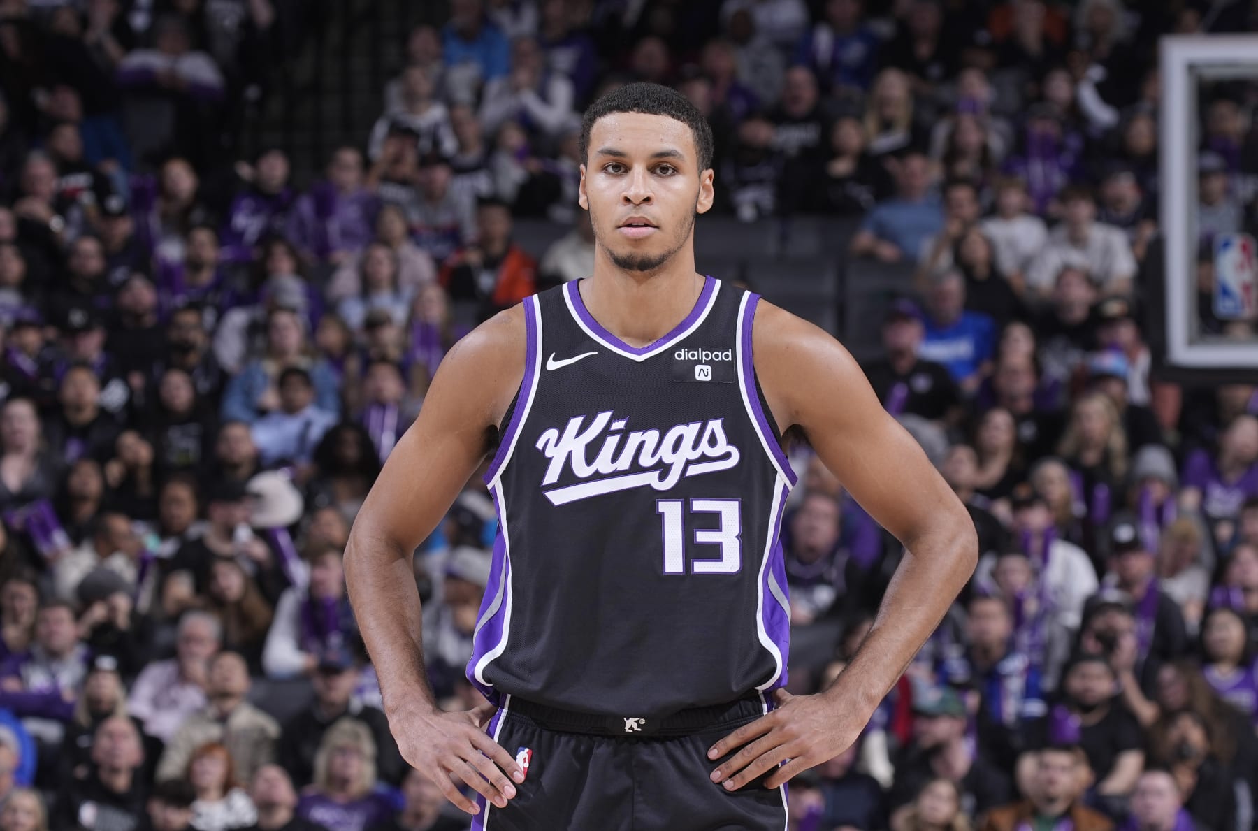 SACRAMENTO, CA - JANUARY 3: Keegan Murray #13 of the Sacramento Kings looks on during the game against the Orlando Magic on January 3, 2024 at Golden 1 Center in Sacramento, California. NOTE TO USER: User expressly acknowledges and agrees that, by downloading and or using this photograph, User is consenting to the terms and conditions of the Getty Images Agreement. Mandatory Copyright Notice: Copyright 2024 NBAE (Photo by Rocky Widner/NBAE via Getty Images)