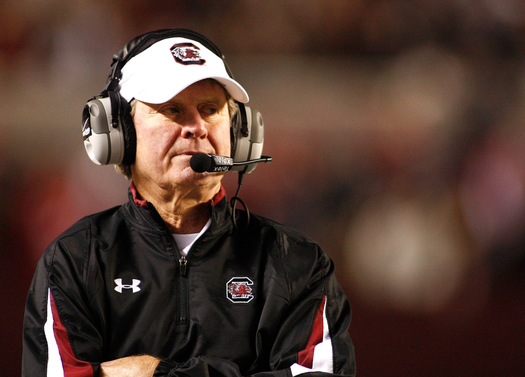 TUSCALOOSA - OCTOBER 17: Head coach Steve Spurrier of the South Carolina Gamecocks watches the scoreboard during the game against the Alabama Crimson Tide at Bryant-Denny Stadium on October 17, 2009 in Tuscaloosa, Alabama. The Crimson Tide beat the Gamecocks 20-6. (Photo by Mike Zarrilli/Getty Images)