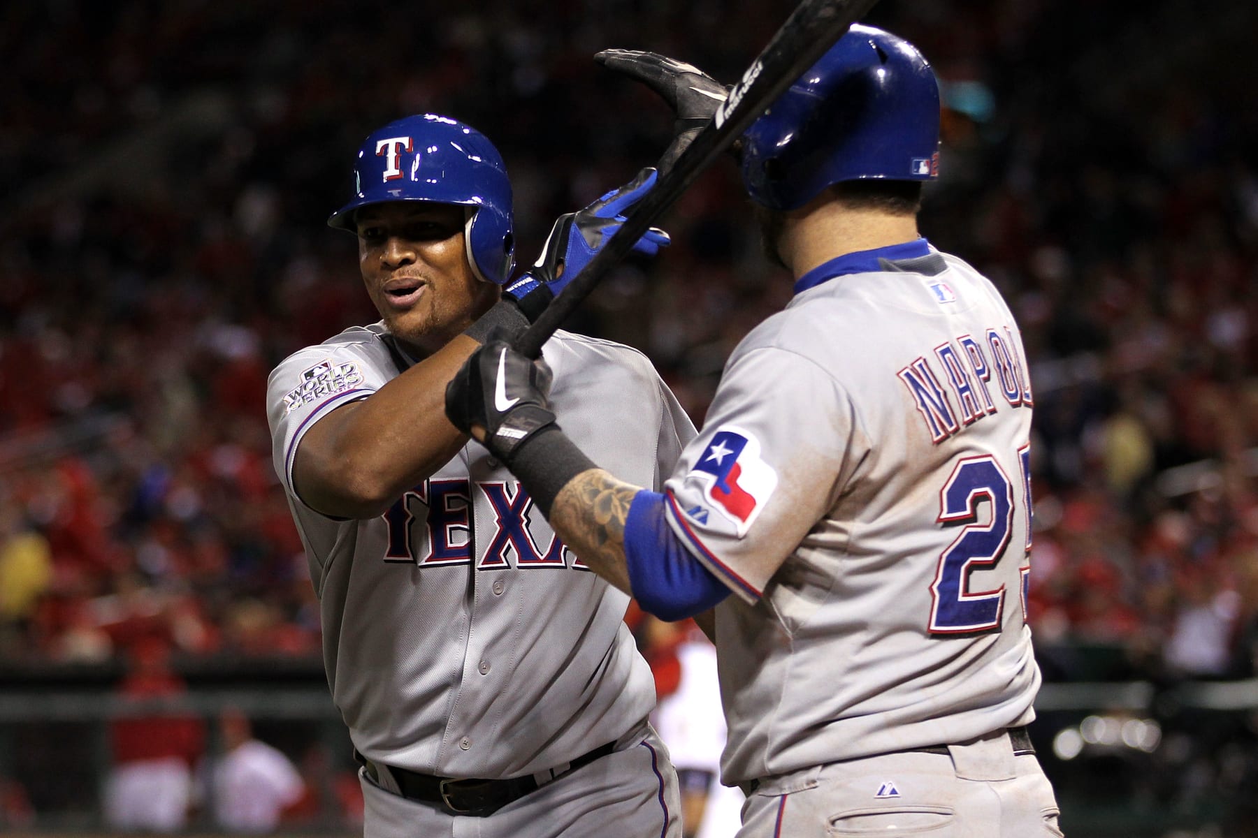 Adrián Beltré (L) and Mike Napoli (R)