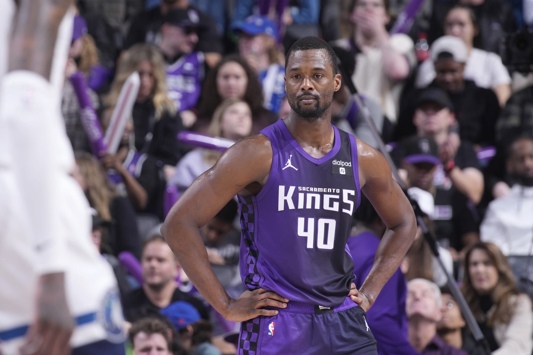 SACRAMENTO, CA - DECEMBER 23: Harrison Barnes #40 of the Sacramento Kings looks on during the game against the Minnesota Timberwolves on December 23, 2023 at Golden 1 Center in Sacramento, California. NOTE TO USER: User expressly acknowledges and agrees that, by downloading and or using this photograph, User is consenting to the terms and conditions of the Getty Images Agreement. Mandatory Copyright Notice: Copyright 2023 NBAE (Photo by Rocky Widner/NBAE via Getty Images)