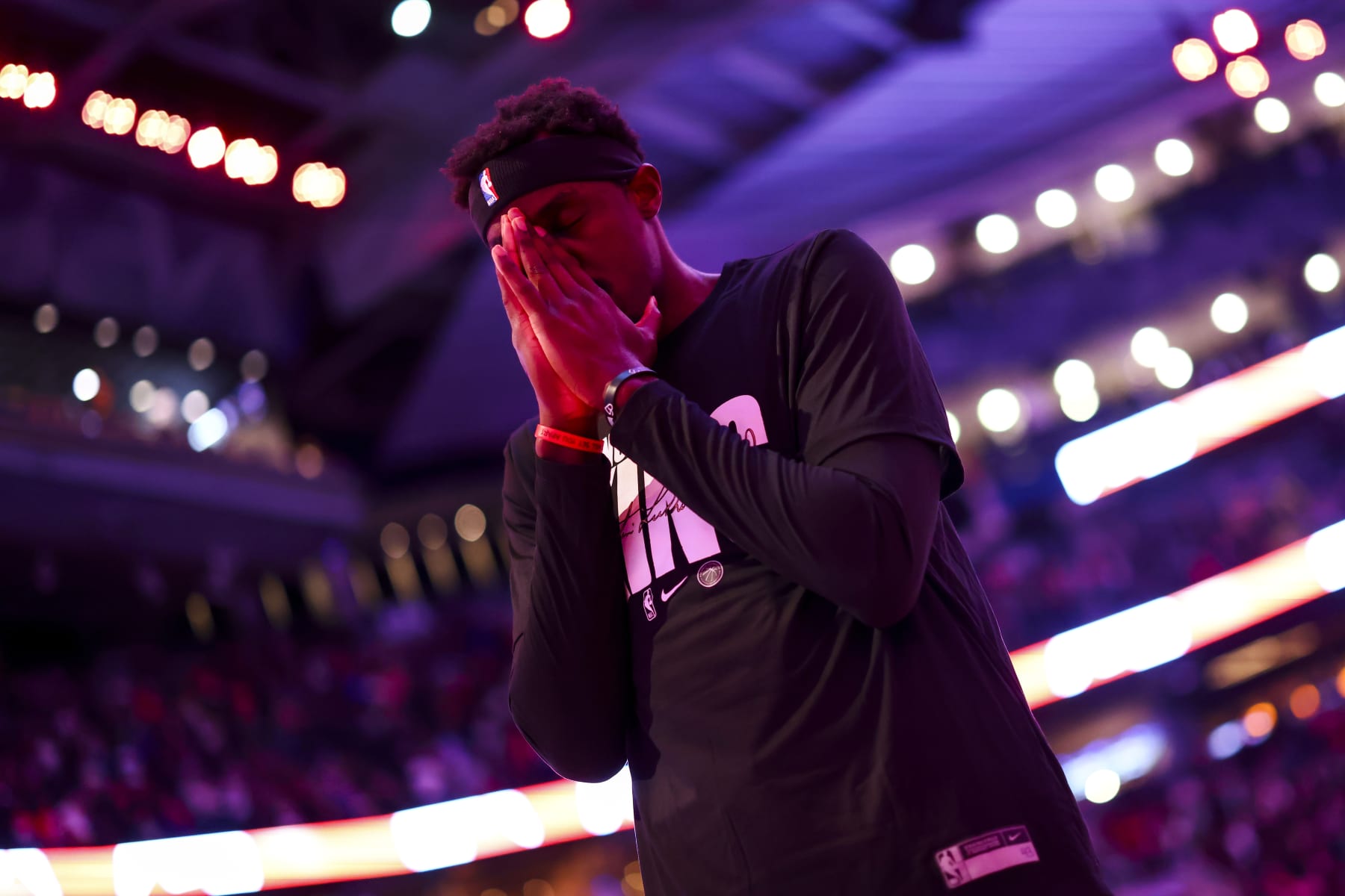 TORONTO, CANADA - JANUARY 15: Pascal Siakam #43 of the Toronto Raptors reacts before the game against the Boston Celtics on January 15, 2024 at the Scotiabank Arena in Toronto, Ontario, Canada. NOTE TO USER: User expressly acknowledges and agrees that, by downloading and or using this Photograph, user is consenting to the terms and conditions of the Getty Images License Agreement. Mandatory Copyright Notice: Copyright 2024 NBAE (Photo by Vaughn Ridley/NBAE via Getty Images)