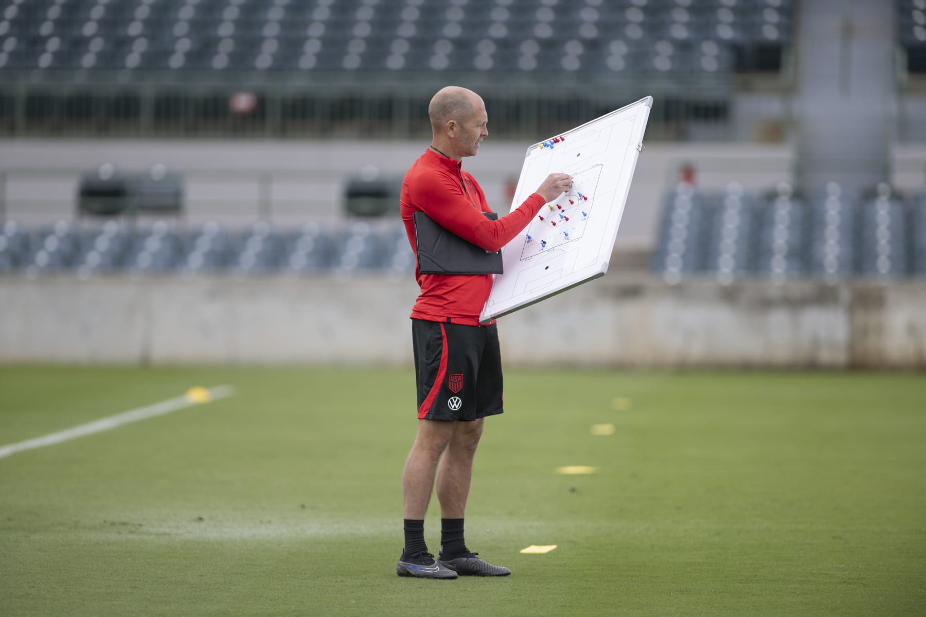 ORLANDO, FLORIDA - JANUARY 8: Head coach Gregg Berhalter of the USMNT prepares to give instructions during a USMNT winter camp on January 8, 2024 in Orlando, Florida. (Photo by Roy K Miller/ISI Photos/USSF/Getty Images)