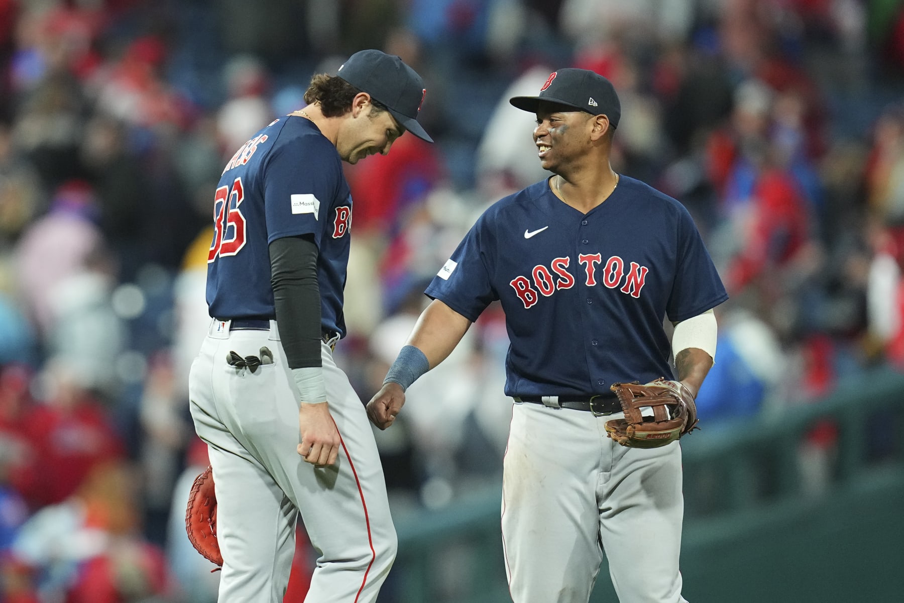 Triston Casas (L) and Rafael Devers (R)
