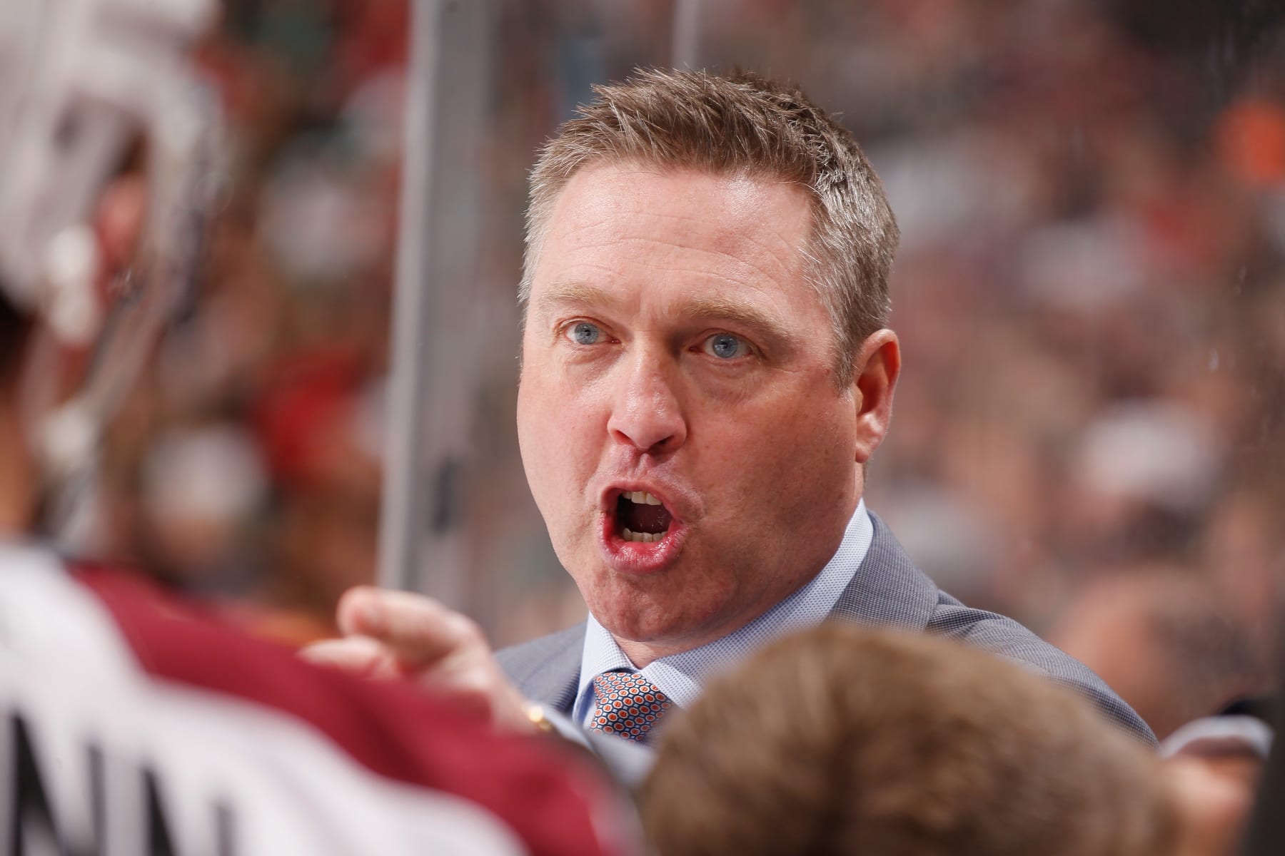 ST. PAUL, MN - APRIL 21: Colorado Avalanche Head Coach Patrick Roy instructs his players against the Minnesota Wild during Game Three of the First Round of the 2014 Stanley Cup Playoffs on April 21, 2014 at the Xcel Energy Center in St. Paul, Minnesota. (Photo by Bruce Kluckhohn/NHLI via Getty Images)