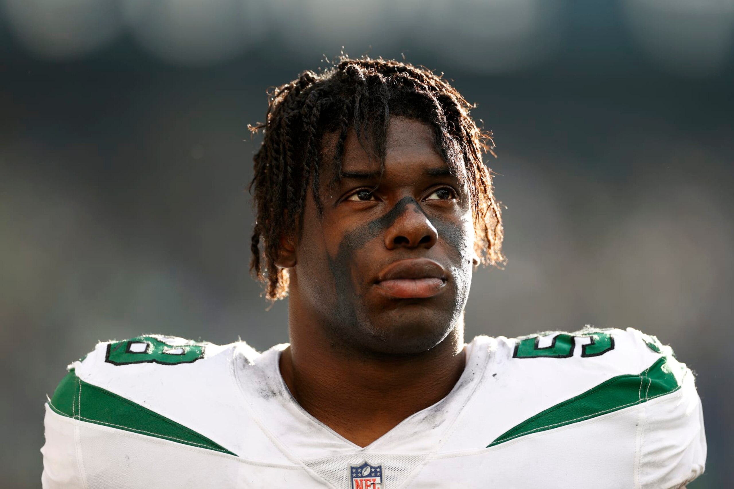 SEATTLE, WASHINGTON - JANUARY 01: Carl Lawson #58 of the New York Jets looks on during the first quarter against the Seattle Seahawks at Lumen Field on January 01, 2023 in Seattle, Washington. (Photo by Steph Chambers/Getty Images) SEATTLE, WASHINGTON - JANUARY 01: Carl Lawson #58 of the New York Jets looks on during the first quarter against the Seattle Seahawks at Lumen Field on January 01, 2023 in Seattle, Washington. (Photo by Steph Chambers/Getty Images)