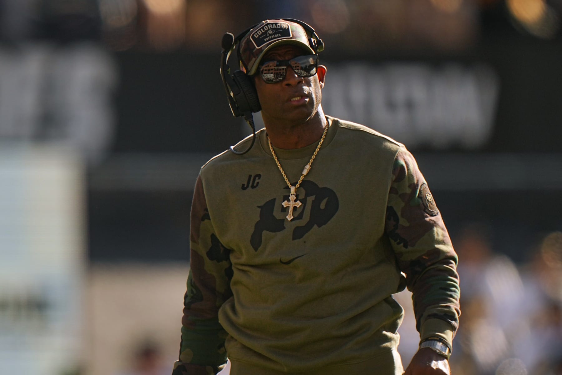 College Football: Colorado head coach Deion Sanders looks on vs Arizona at Folsom Field.
Boulder, CO 11/11/2023
CREDIT: Erick W. Rasco (Photo by Erick W. Rasco/Sports Illustrated via Getty Images)
(Set Number: X164462)