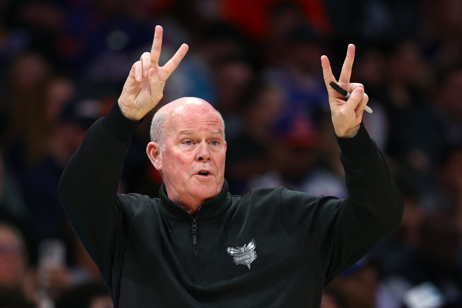 CHARLOTTE, NORTH CAROLINA - JANUARY 29: Charlotte Hornets head coach Steve Clifford reacts during the first half of the game against the New York Knicks at Spectrum Center on January 29, 2024 in Charlotte, North Carolina. NOTE TO USER: User expressly acknowledges and agrees that, by downloading and or using this photograph, User is consenting to the terms and conditions of the Getty Images License Agreement. (Photo by Jared C. Tilton/Getty Images)