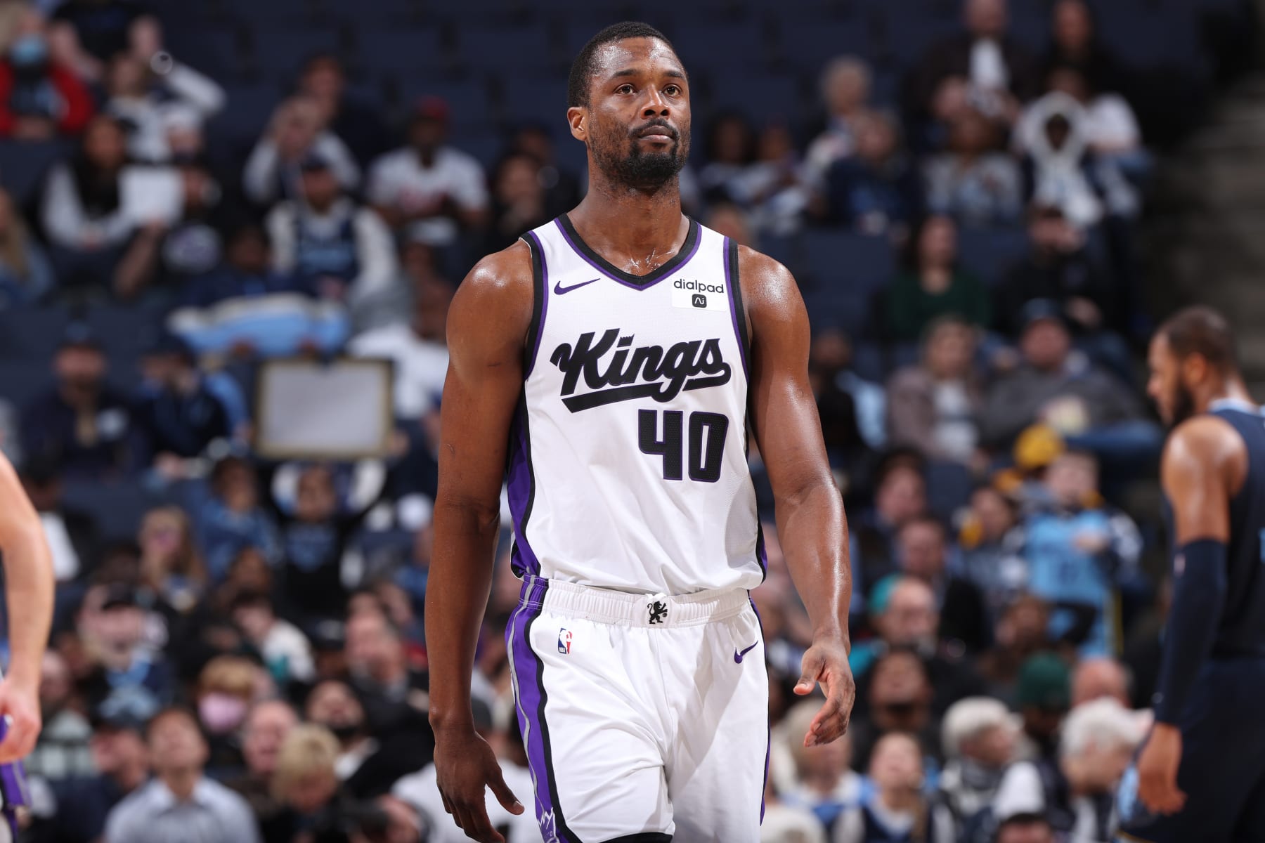 MEMPHIS, TN - JANUARY 29:  Harrison Barnes #40 of the Sacramento Kings looks on during the game against the Memphis Grizzlies on January 29, 2024 at FedExForum in Memphis, Tennessee. NOTE TO USER: User expressly acknowledges and agrees that, by downloading and or using this photograph, User is consenting to the terms and conditions of the Getty Images License Agreement. Mandatory Copyright Notice: Copyright 2024 NBAE (Photo by Joe Murphy/NBAE via Getty Images)