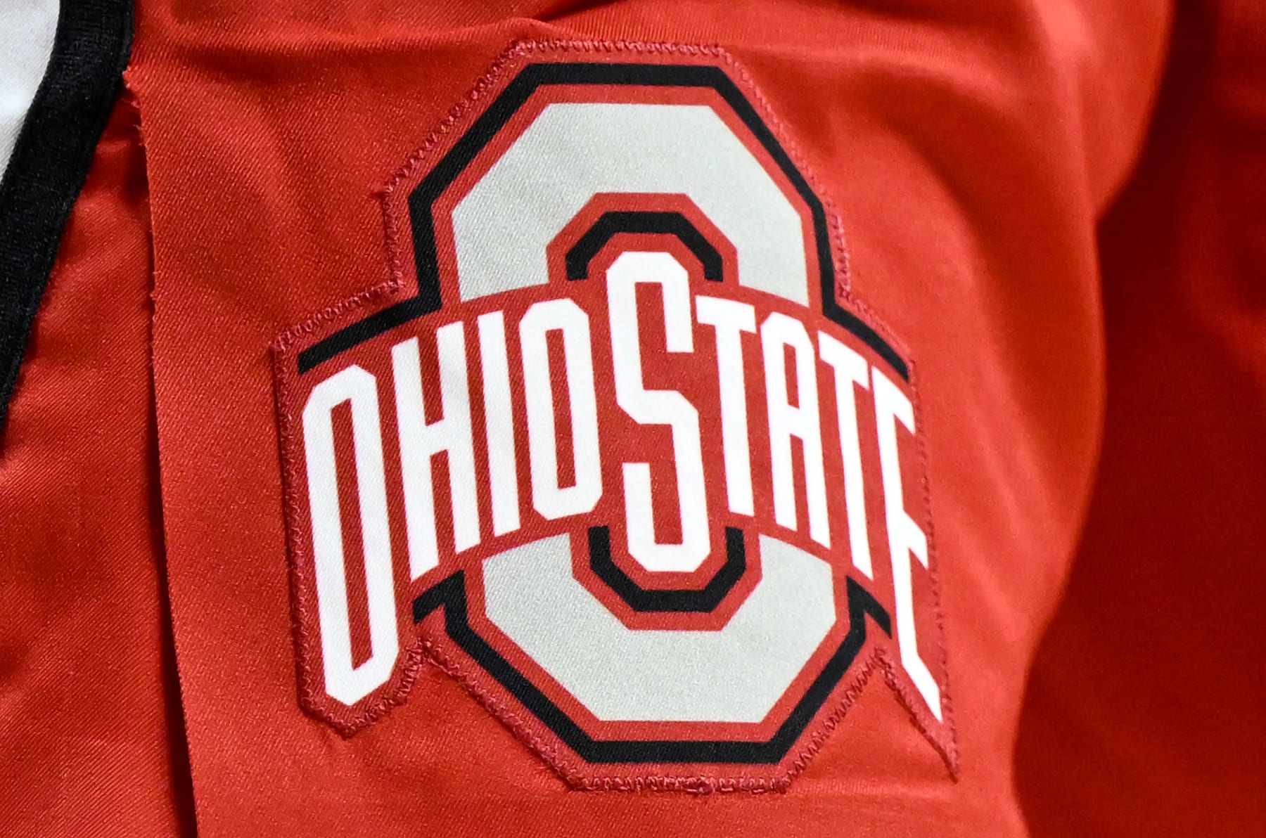 COLLEGE PARK, MARYLAND - JANUARY 08: A view of the Ohio State Buckeyes logo on their uniform during the game against the Maryland Terrapins at Xfinity Center on January 08, 2023 in College Park, Maryland. (Photo by G Fiume/Getty Images)