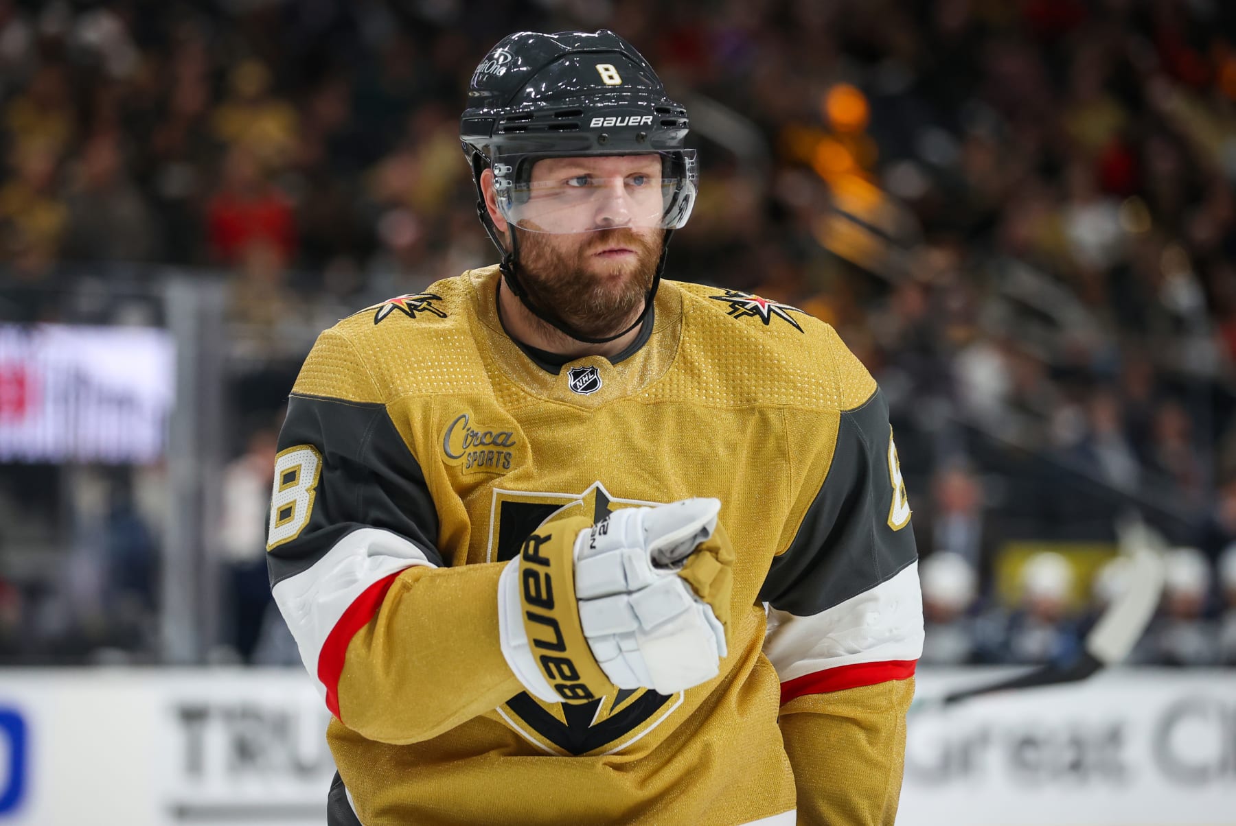 LAS VEGAS, NEVADA - APRIL 20: Phil Kessel #8 of the Vegas Golden Knights skates during the second period against the Winnipeg Jets in Game Two of the First Round of the 2023 Stanley Cup Playoffs at T-Mobile Arena on April 20, 2023 in Las Vegas, Nevada. (Photo by Zak Krill/NHLI via Getty Images)