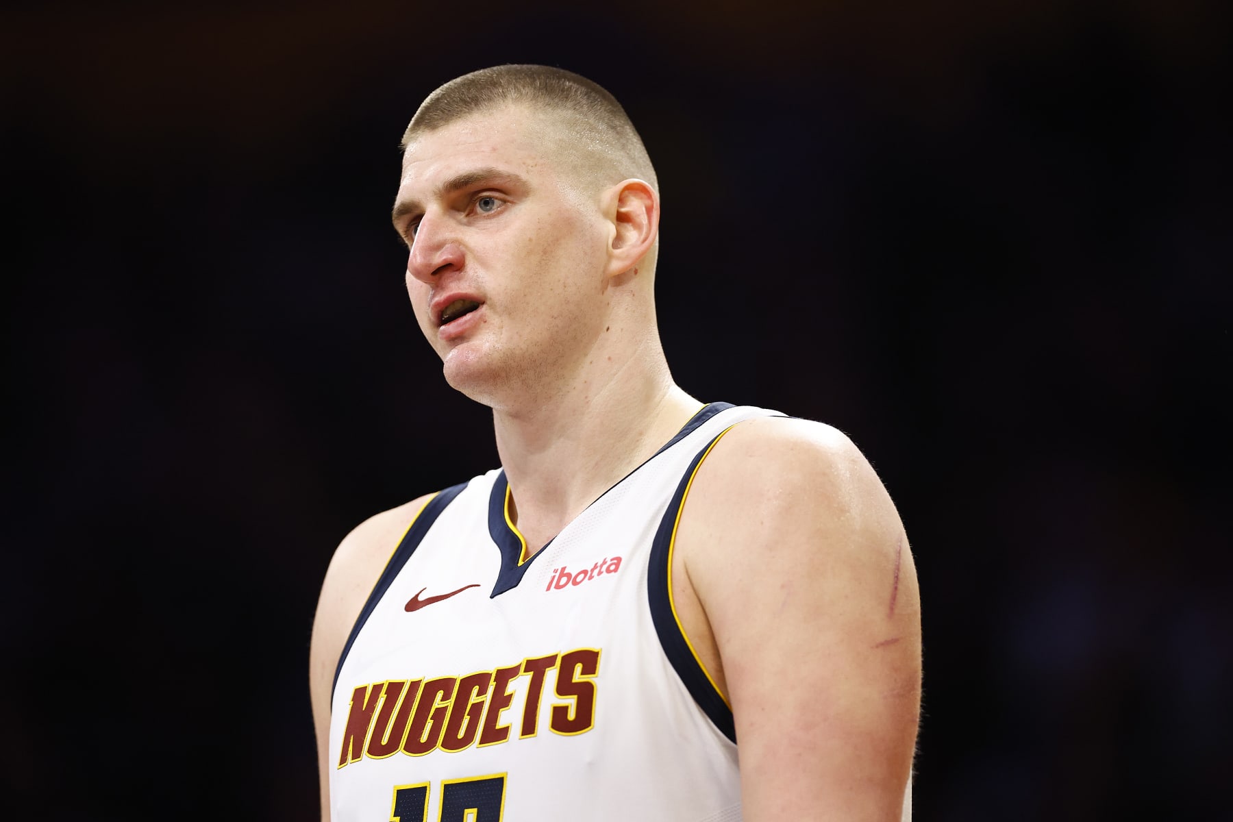 LOS ANGELES, CALIFORNIA - FEBRUARY 08:  Nikola Jokic #15 of the Denver Nuggets at Crypto.com Arena on February 08, 2024 in Los Angeles, California.  NOTE TO USER: User expressly acknowledges and agrees that, by downloading and/or using this photograph, user is consenting to the terms and conditions of the Getty Images License Agreement.  (Photo by Ronald Martinez/Getty Images)