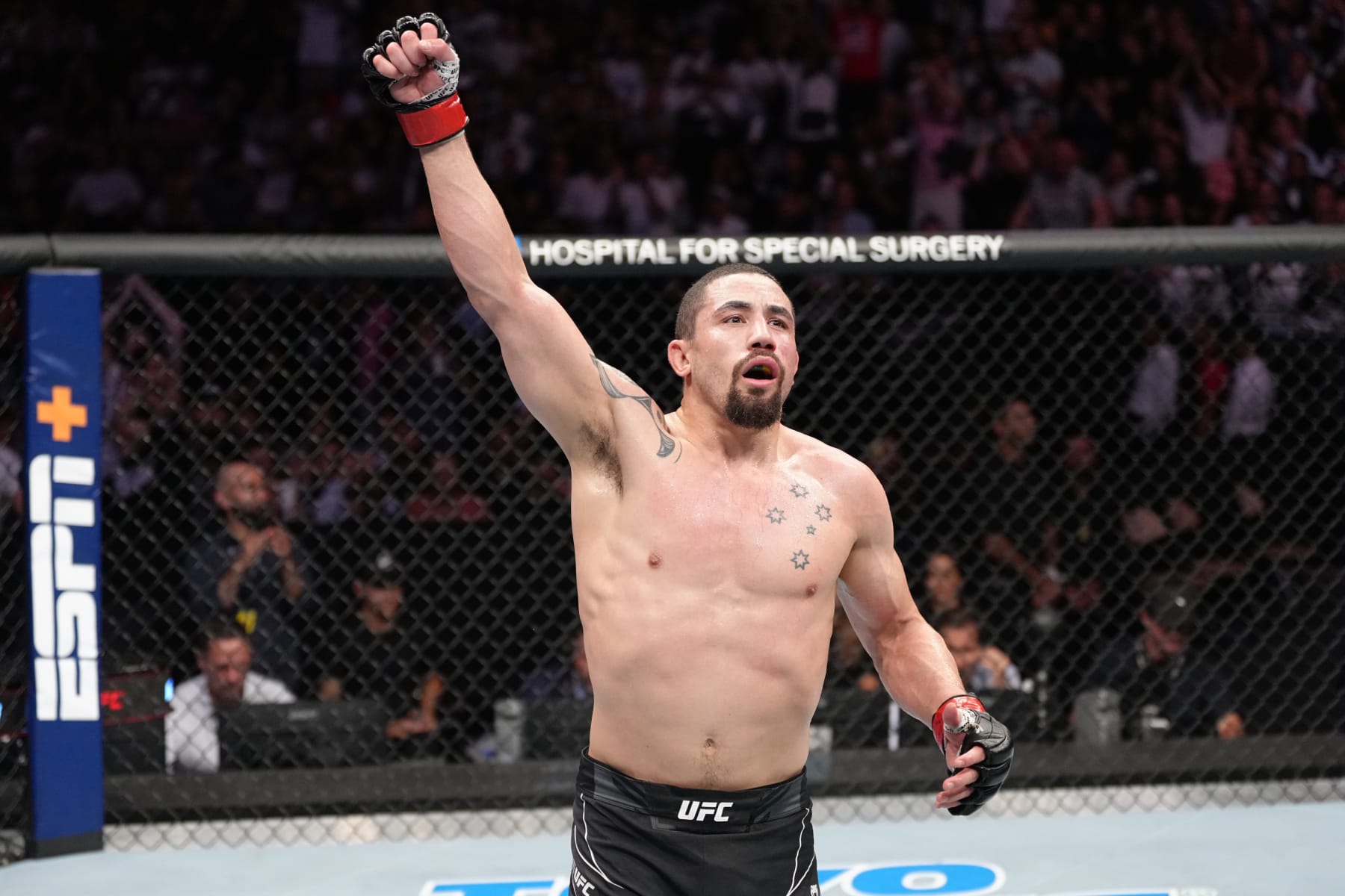 Robert Whittaker reacts after his middleweight fight against Marvin Vettori