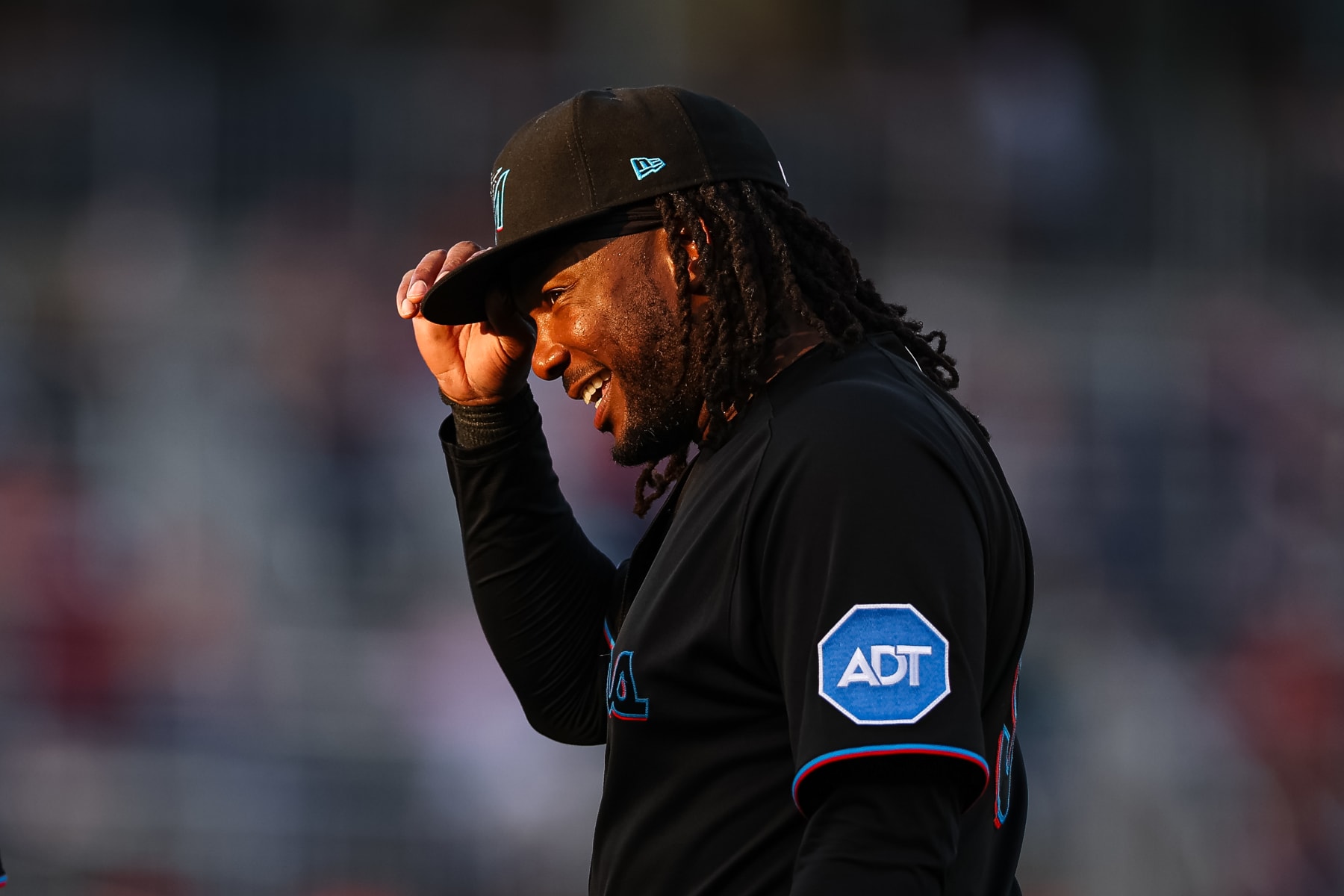 WASHINGTON, DC - SEPTEMBER 01: Josh Bell #9 of the Miami Marlins reacts before the game against the Washington Nationals at Nationals Park on September 1, 2023 in Washington, DC. (Photo by Scott Taetsch/Getty Images)