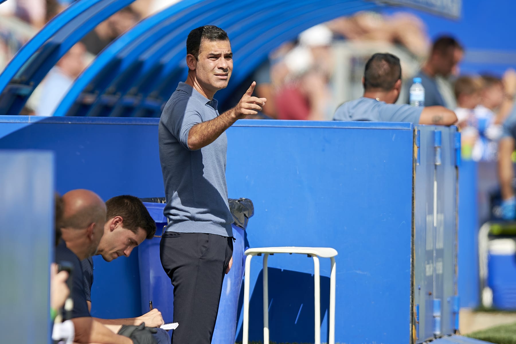 MALLORCA, SPAIN - OCTOBER 09: Rafael Marquez, head coach of FC Barcelona B reacts during the Primera RFEF Group 2 match between Atletico Baleares and FC Barcelona B at Estadio Balear on October 09, 2022 in Mallorca, Spain. (Photo by Cristian Trujillo/Quality Sport Images/Getty Images)
