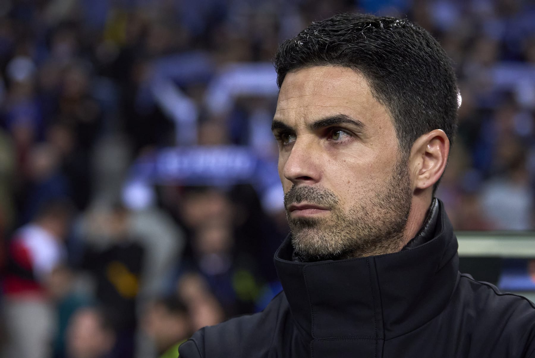 PORTO, PORTUGAL - FEBRUARY 21: Mikel Arteta, Head Coach of Arsenal FC looks on prior to the UEFA Champions League 2023/24 round of 16 first leg match between FC Porto and Arsenal FC at Estadio do Dragao on February 21, 2024 in Porto, Portugal. (Photo by Jose Manuel Alvarez/Quality Sport Images/Getty Images)