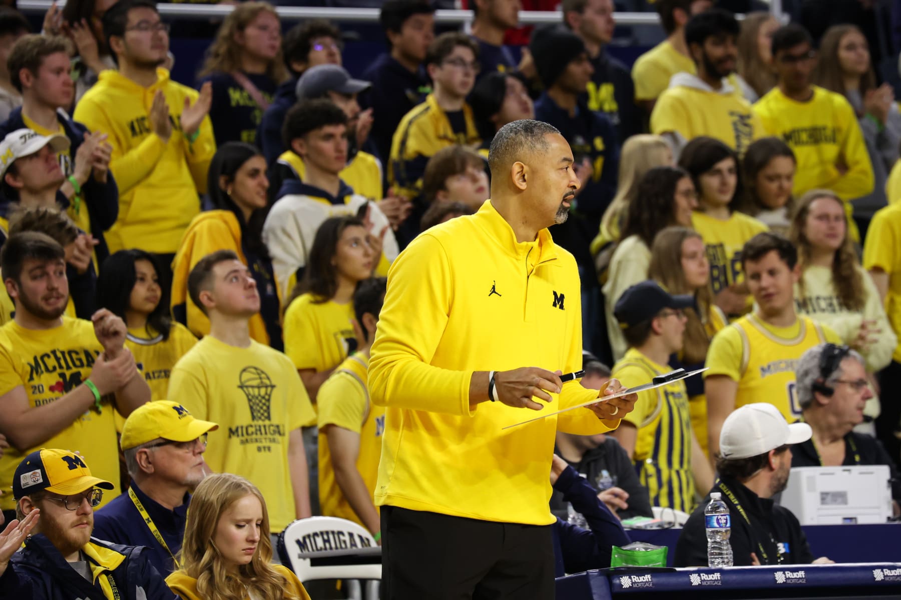 ANN ARBOR, MI - MARCH 10:  Michigan Wolverines head coach Juwan Howard watches the action on the court during the first half of a Big Ten Conference college basketball game between the Nebraska Cornhuskers and the Michigan Wolverines on March 10, 2024 at Crisler Center in Ann Arbor, Michigan.  (Photo by Scott W. Grau/Icon Sportswire via Getty Images)